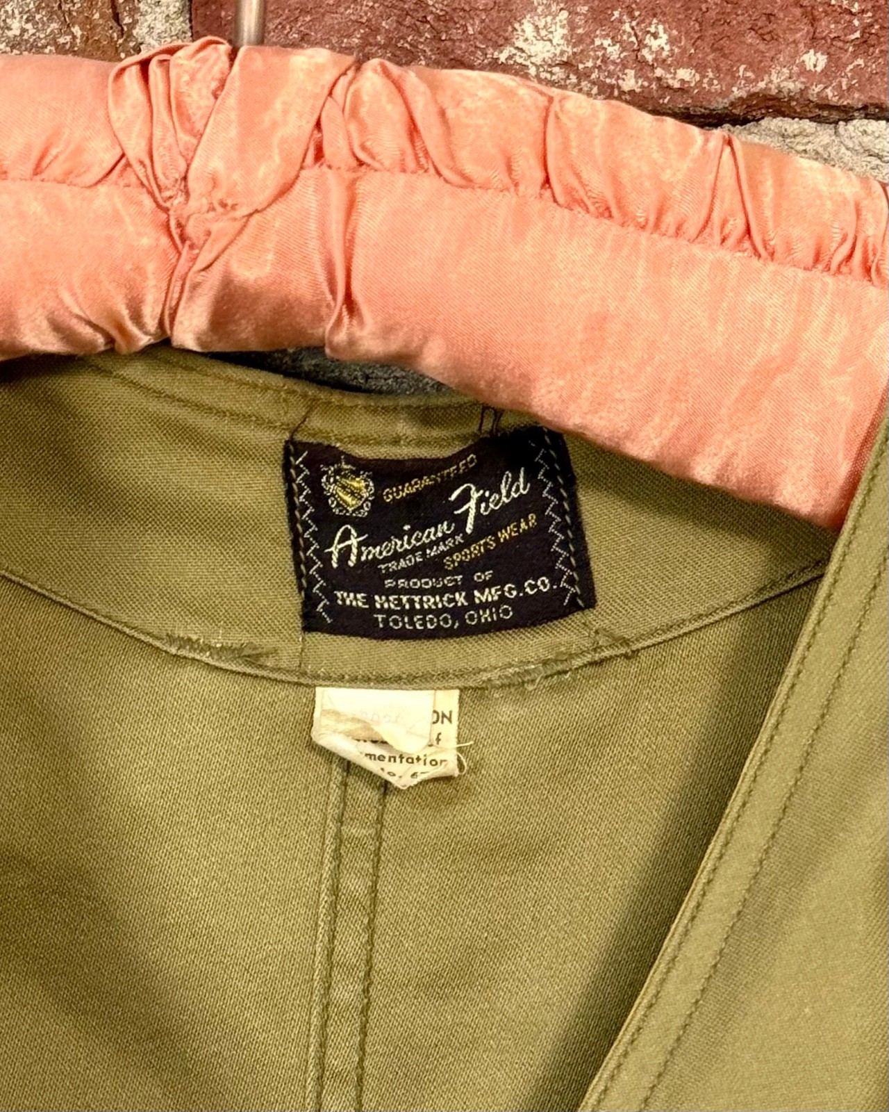 Vtg 1940s Half Moon Sateen Hunting Vest American Field Large