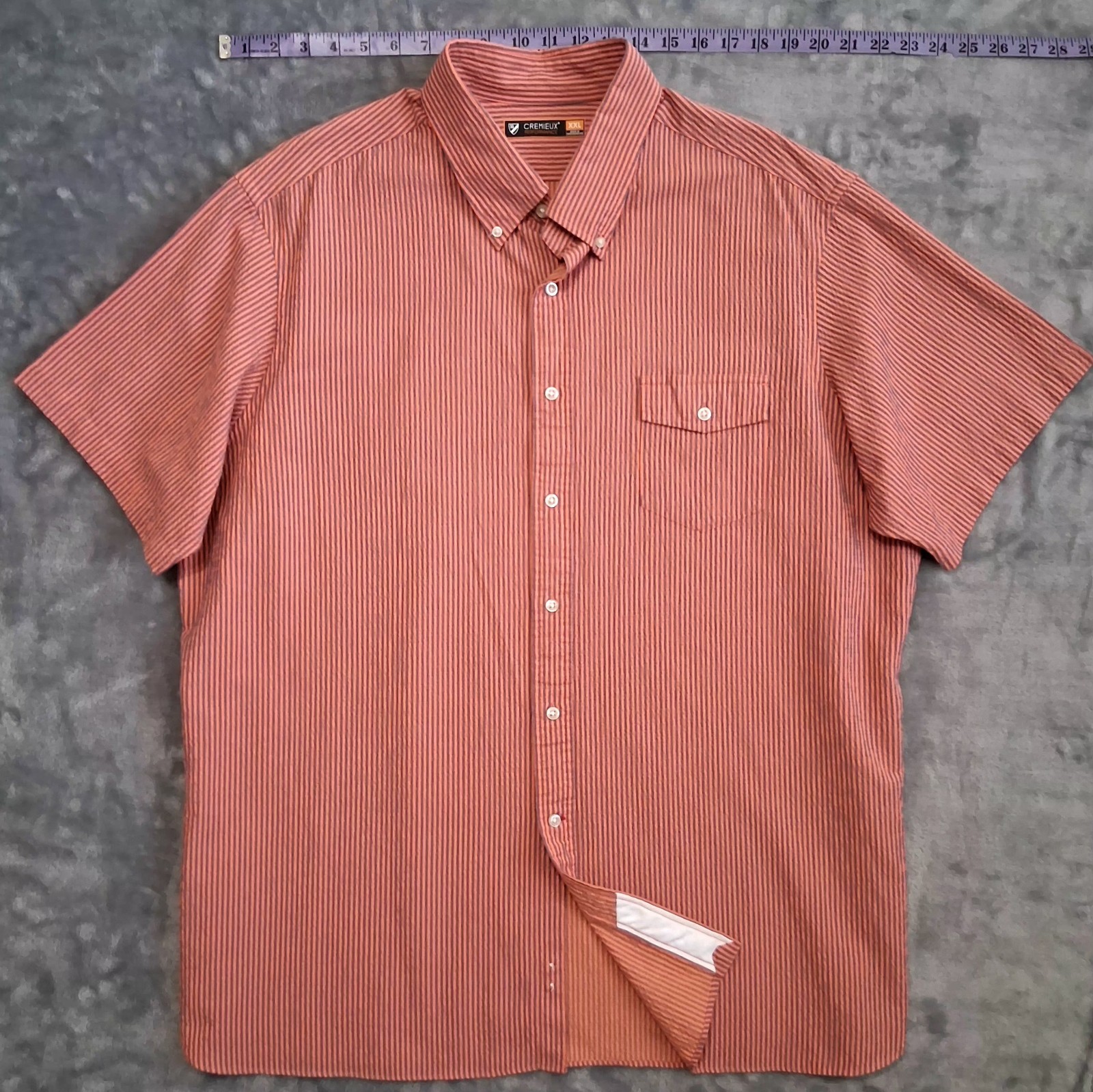 Cremieux Performance Sz XXL Seersucker Short Sleeve Button-Dn Collar/Frnt Shirt