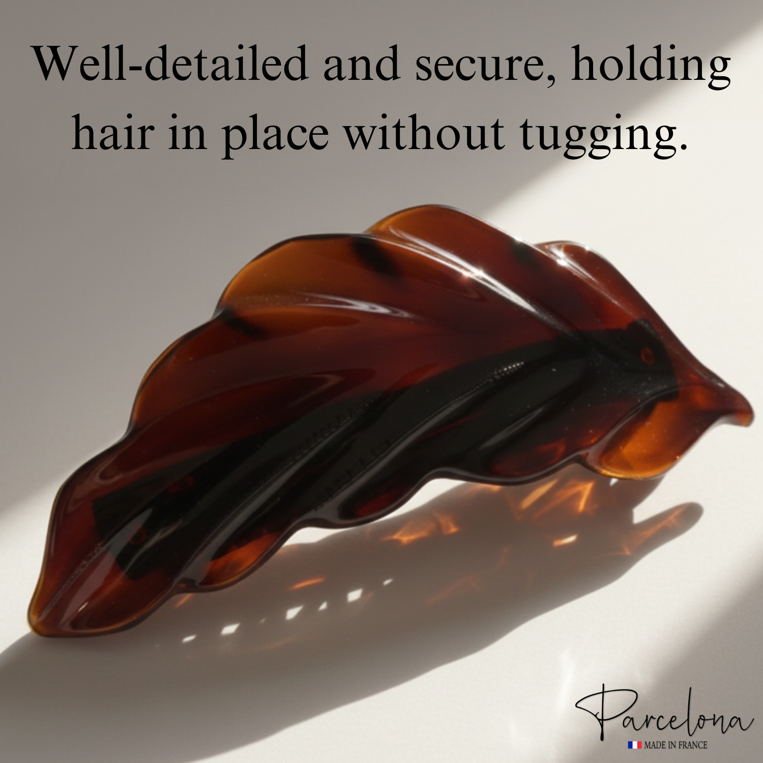 Parcelona French Leaf Barrette 4.5″ Tortoise Shell Cellulose Acetate Hair Clip
