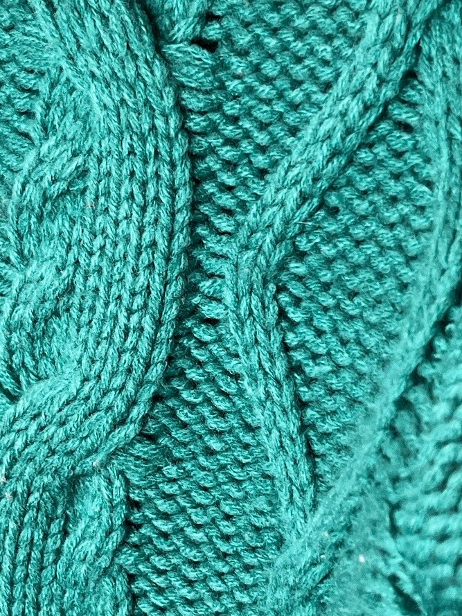 Hooded Cardigan Button Up Cable Knit Sweater Coat size Small Turquoise Sharpa