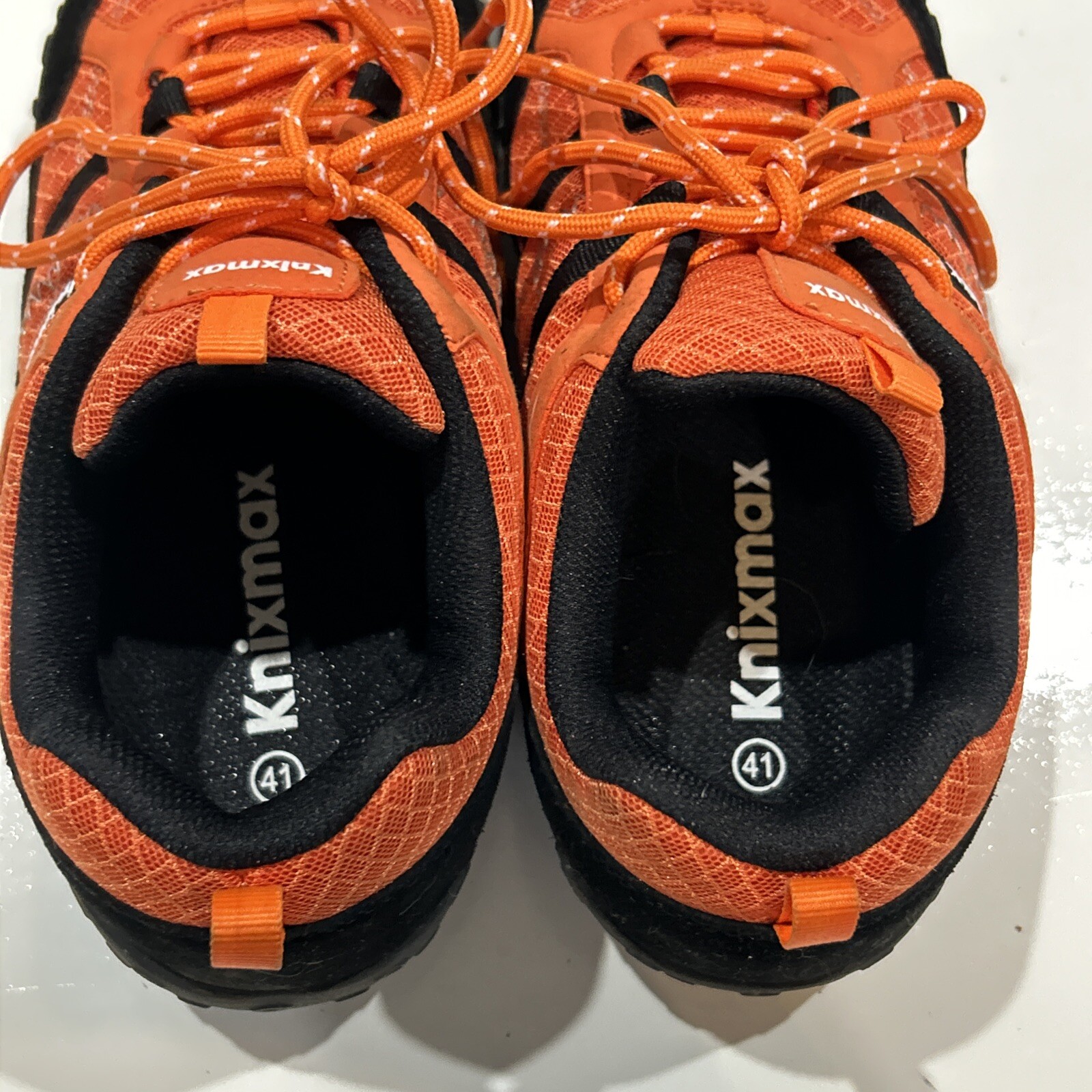 KnixMax Unisex Orange Low Top Hiking Trail Walking Trek Shoes 41 Men 8 Women 9.5