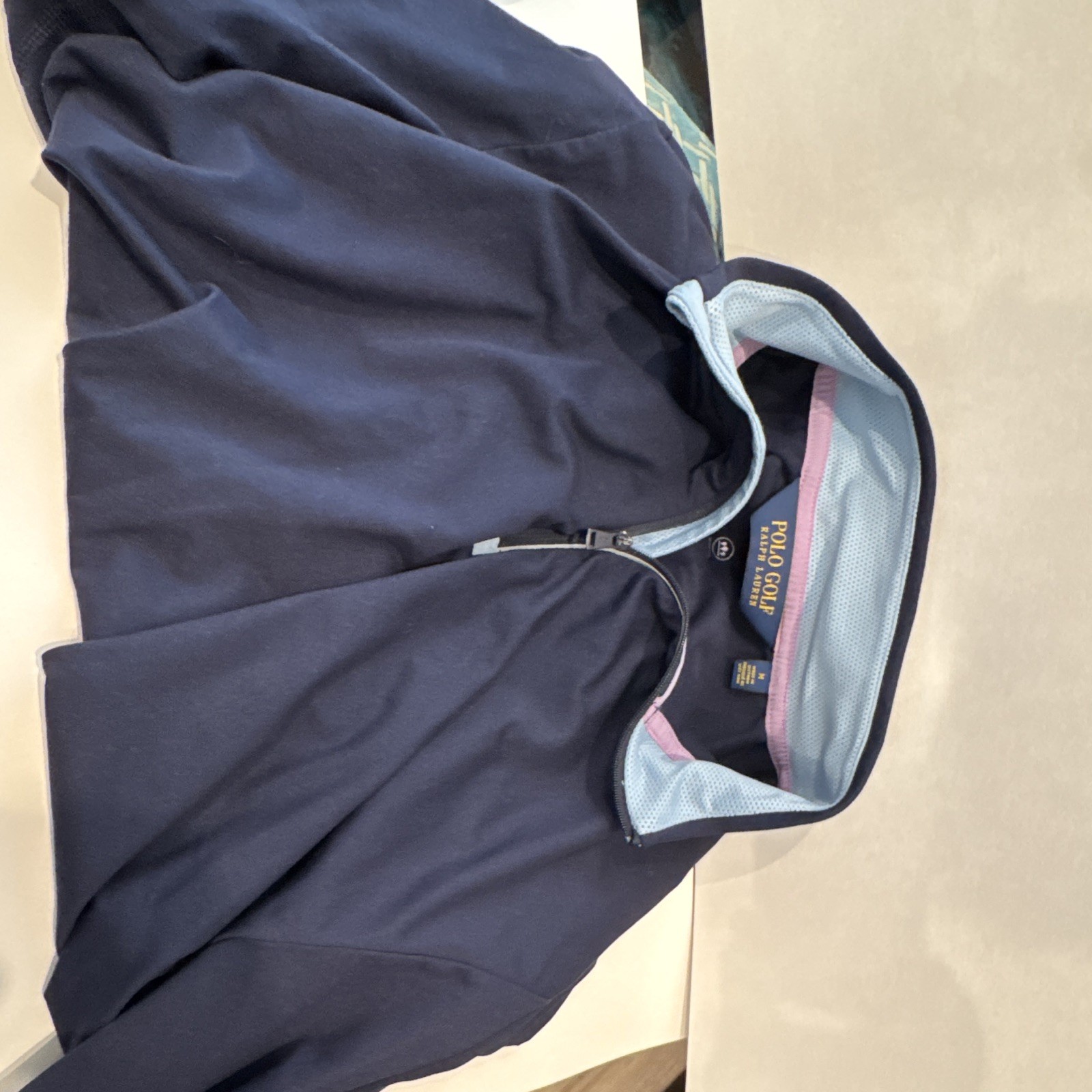 Polo Golf Ralph Lauren Men’s Solid Blue 1/4 Zip Mock Neck Pullover Sweater