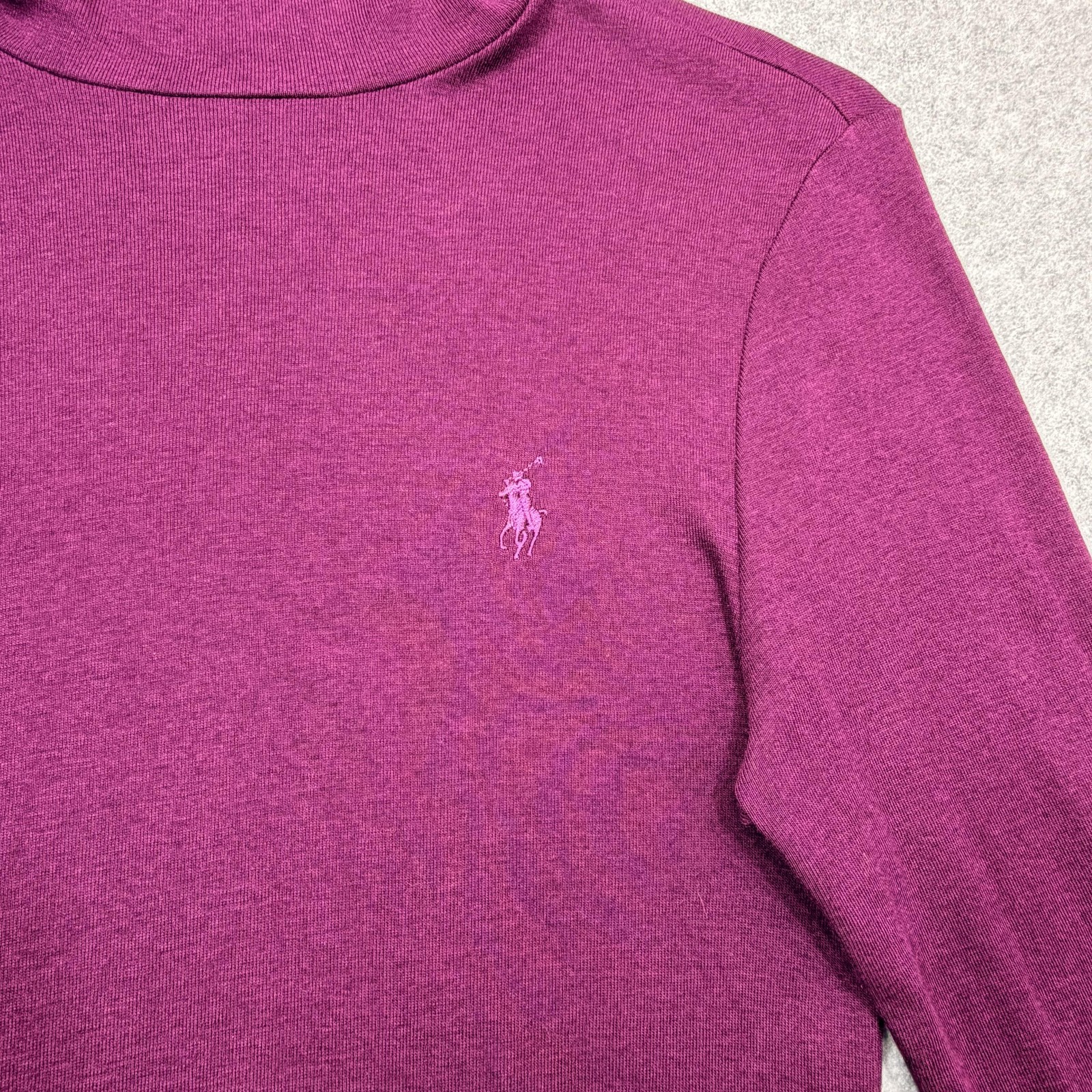 Ralph Lauren Sport Top Womens Large Magenta Turtleneck Long Sleeve Lightweight
