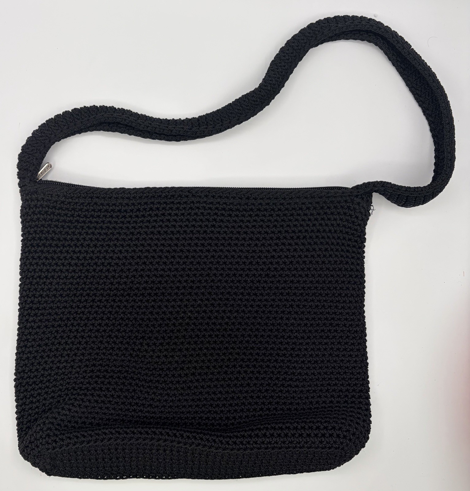 The SAK Bag Shoulder Bag Tight Knit Crochet Purse Woven Zip Close Hobo 14″ NICE!