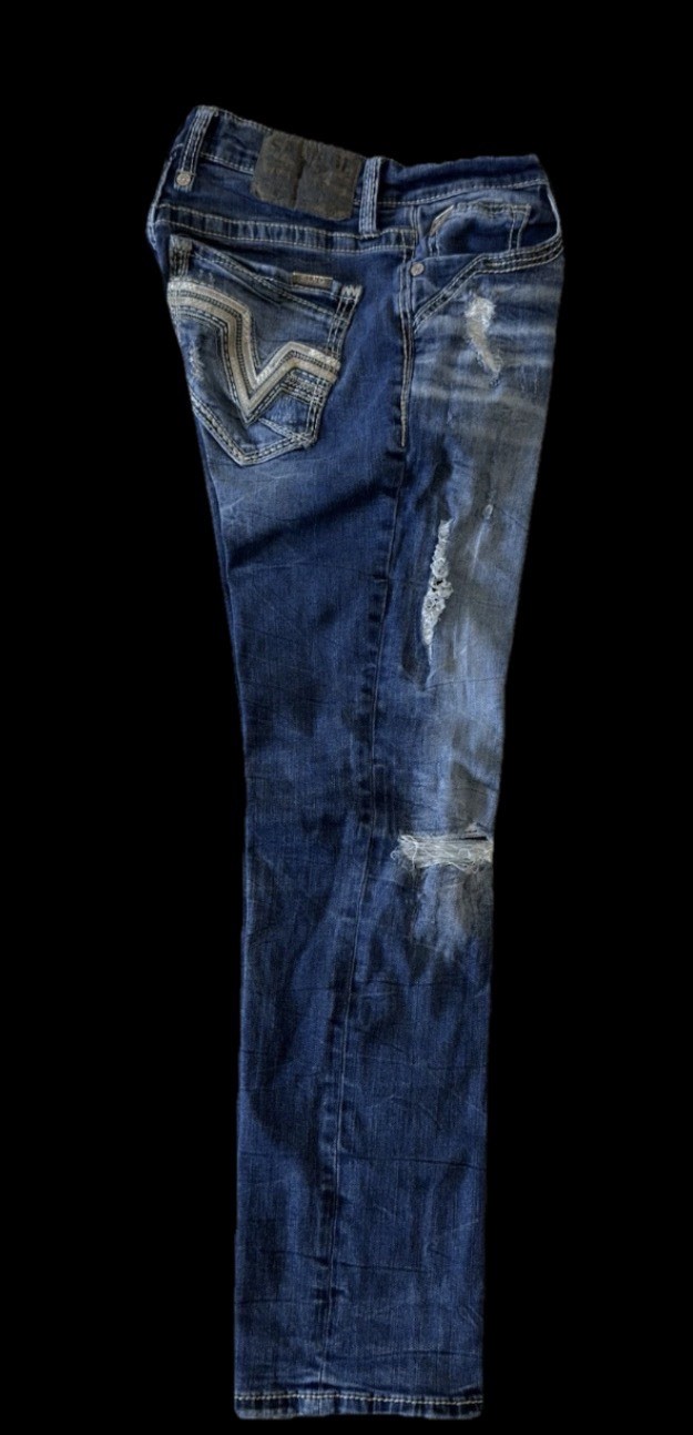 Salvage Supply Mayhem Straight Stretch Buckle Jeans ~ Men’s Size 30 x 32/30