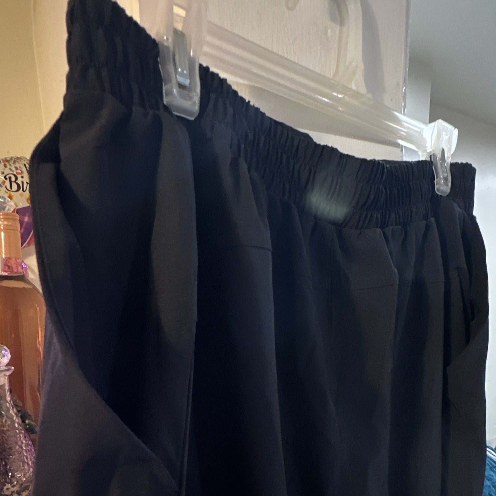 Women’s Black Plus Size 3X Solid Pull-On Pants Elastic Waist Pockets FB6059