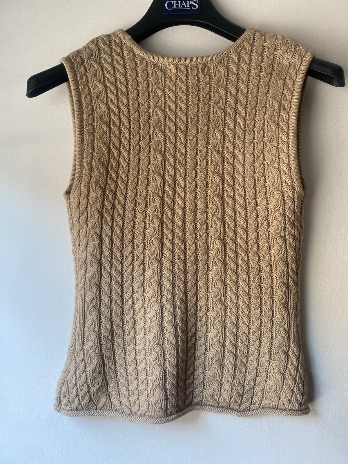 House of Harlow 1960 Beige Cable-Knit V-Neck Button-Up Sweater Vest XS