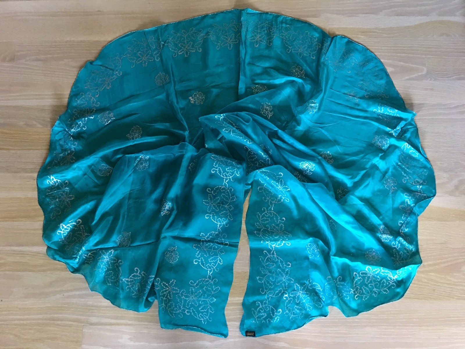 China Silk Half Circle Veils with Block Print Design