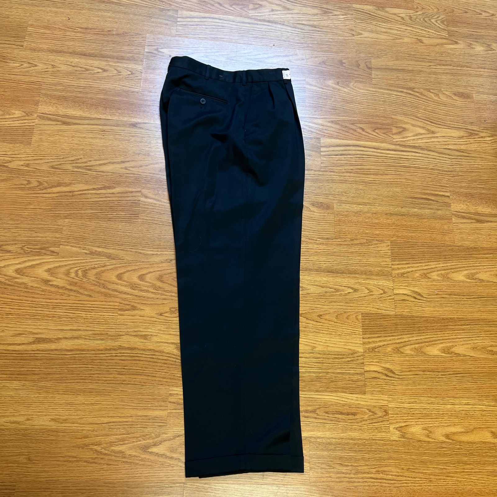 Perry Ellis Portfolio Men’s Black Pleated Cuffed Dress Pants Trousers