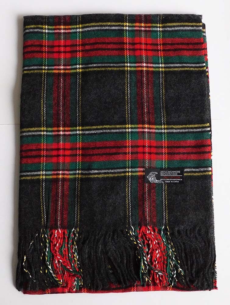 New Men’s Winter Italy Design Check Plaid Super Soft Scarf/ Black/Green/Red