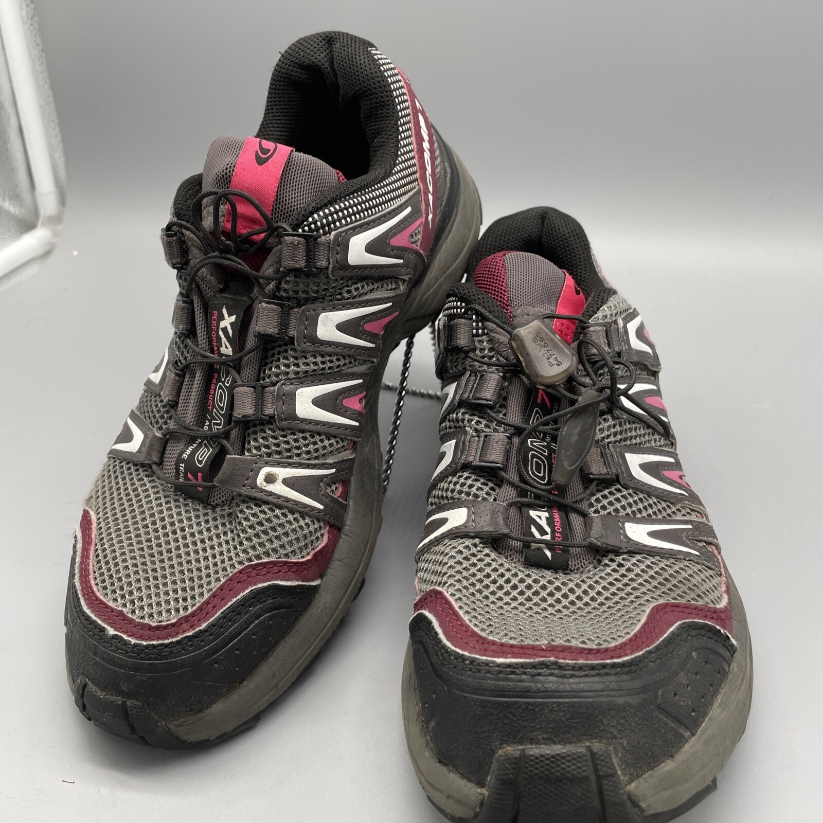 Salomon XA Comp 7 Trail Shoes Wmns Gry Burgundy Sz 6m Eur 37 1/3 Contragrip
