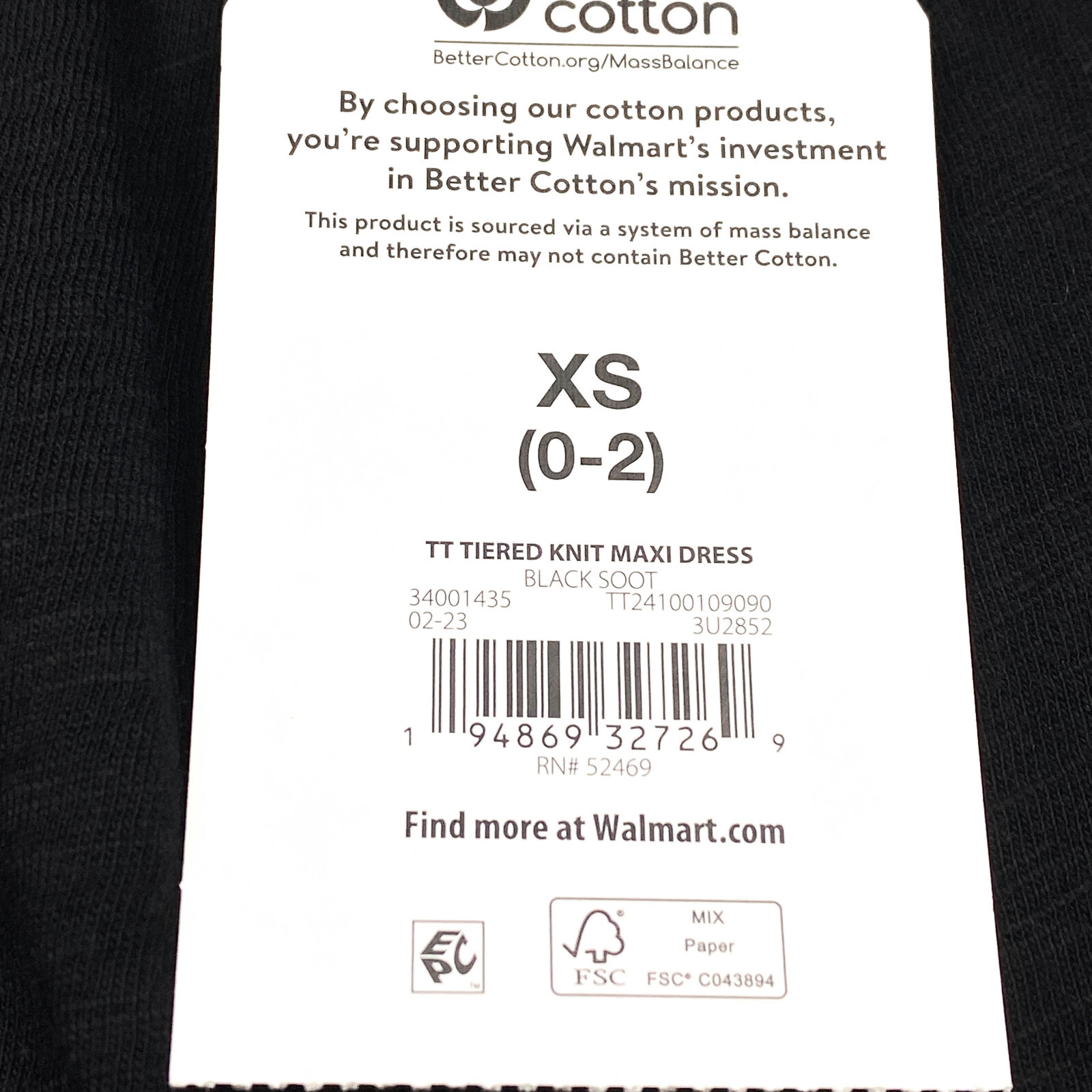 Time And Tru Womens Size XS 0-2 Tiered Knit Maxi Dress Black Soot