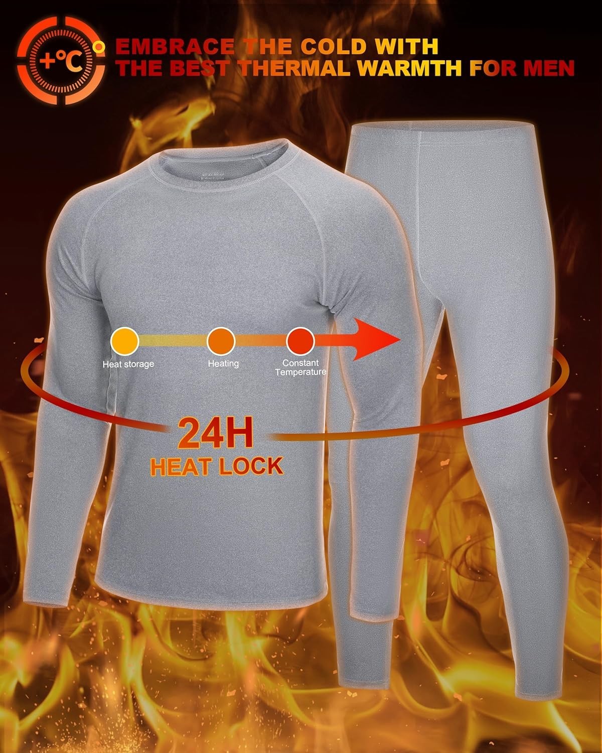 Men Thermal Underwear Set Long Johns Fleece Lined Compression Base Layer Winter