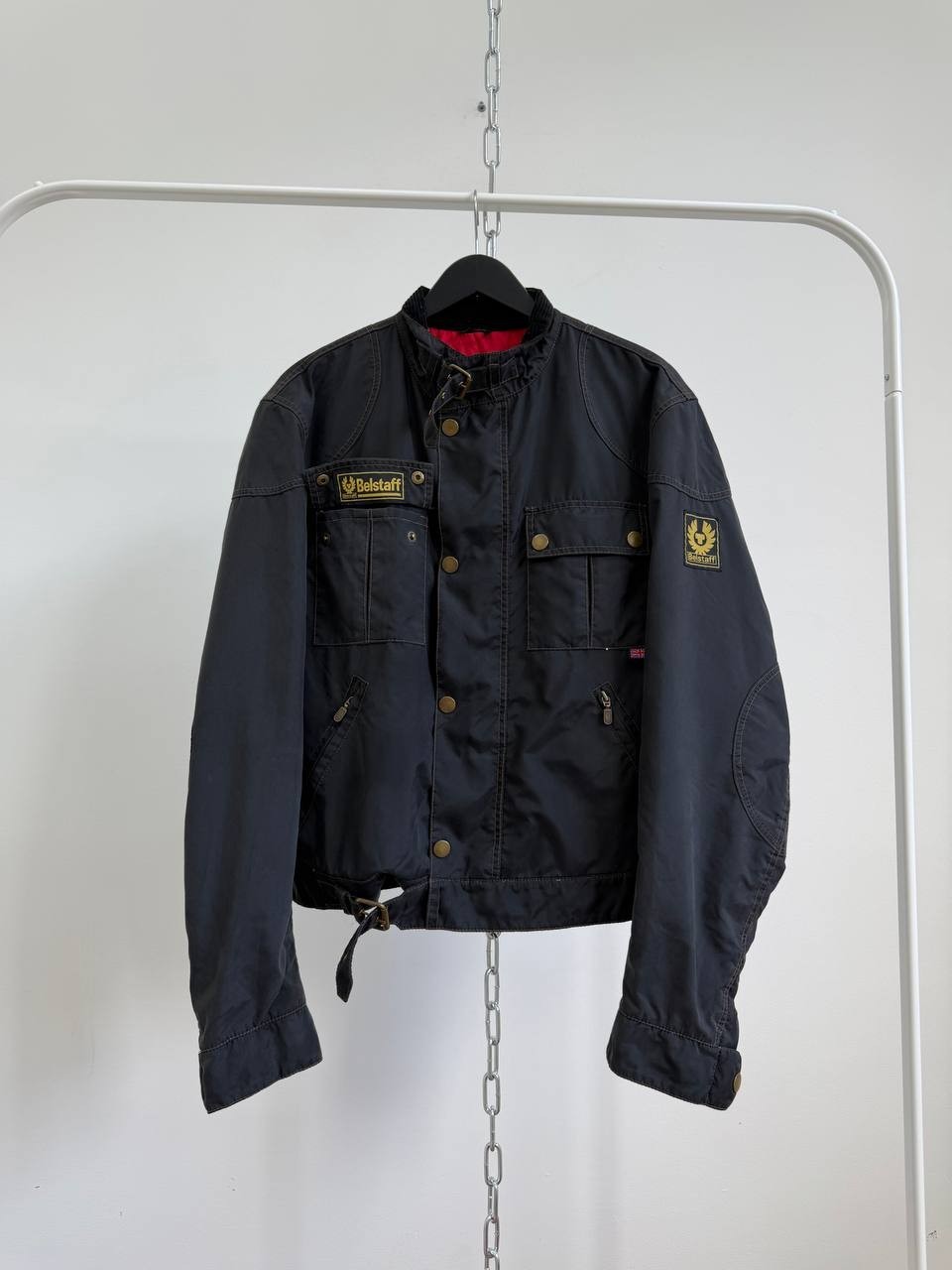 Belstaff Racemaster Gold Label Mens Nylon Biker Jacket Black Size M Made in Ital