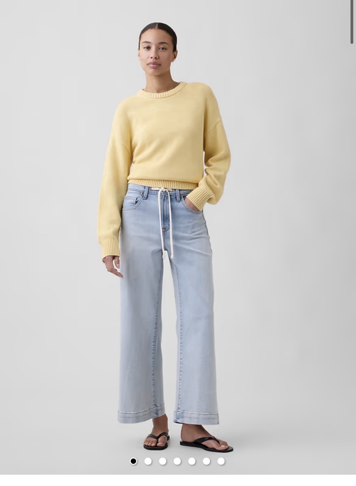 GAP High Rise Drawstring Wide Leg Crop Light Wash Jeans 2/26R NWT