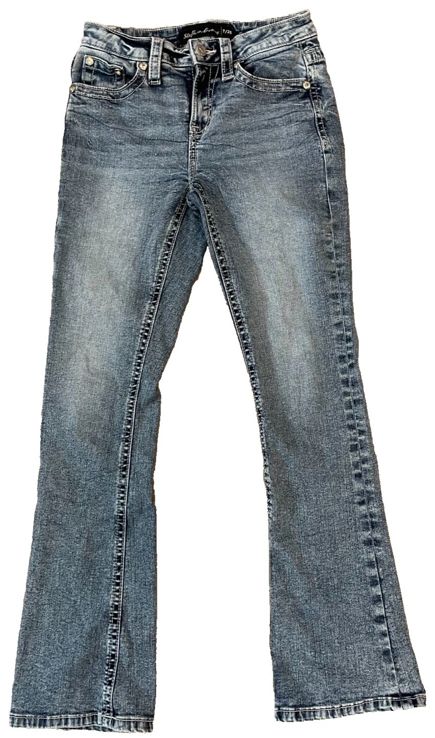 Stella In Dreams Bootcut Jeans 7/28 Western Longhorn Embroidered Bling Pockets