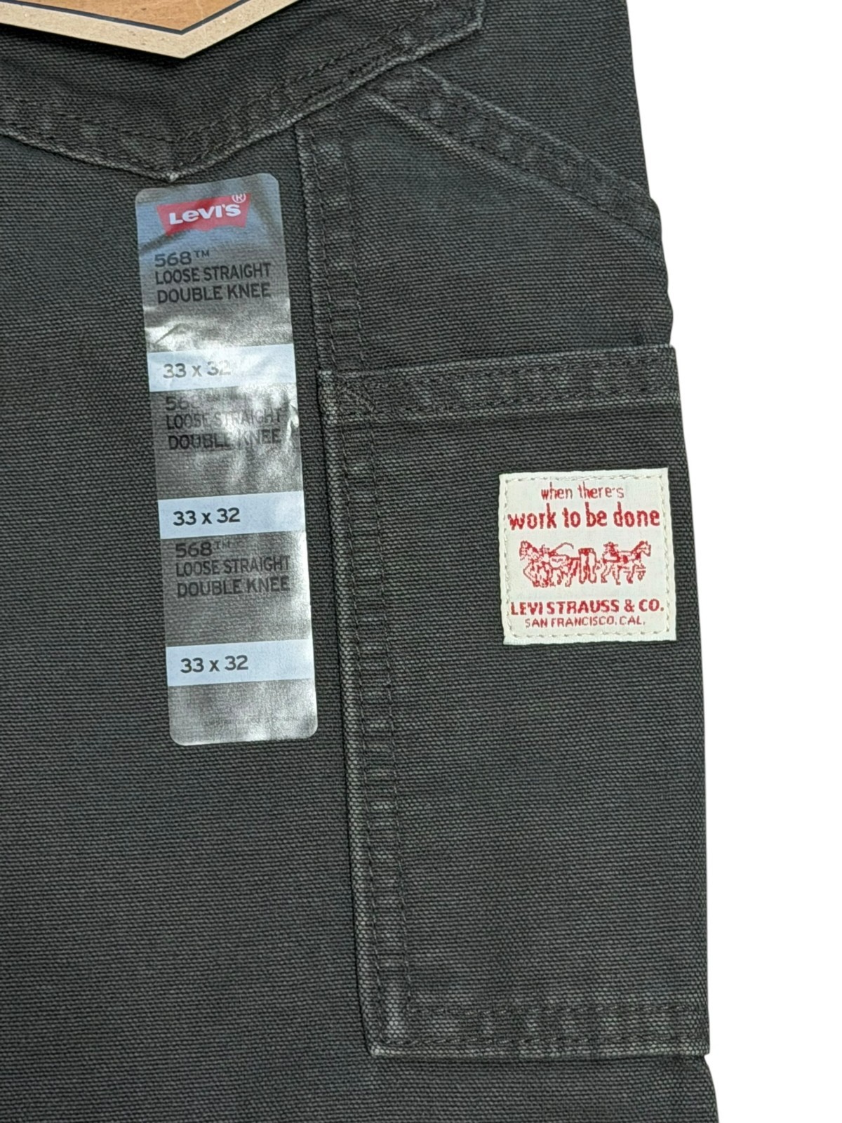 Levi’s 568 Workwear Loose Straight Carpenter Pants Men Green Cotton W33 x L32