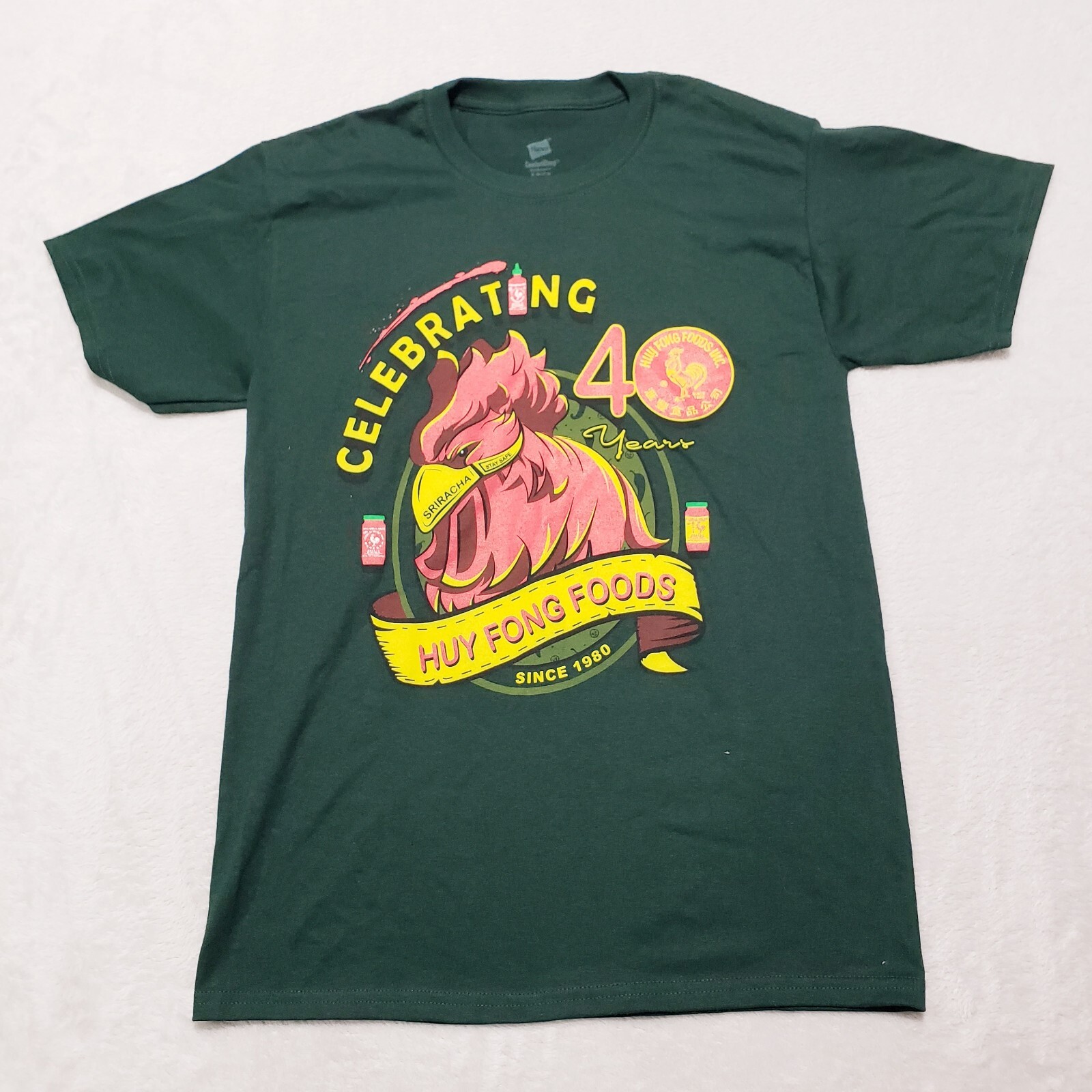Sriracha 40 Year Sauce Graphic T Shirt Green Small Huy Fong Foods Since 1980
