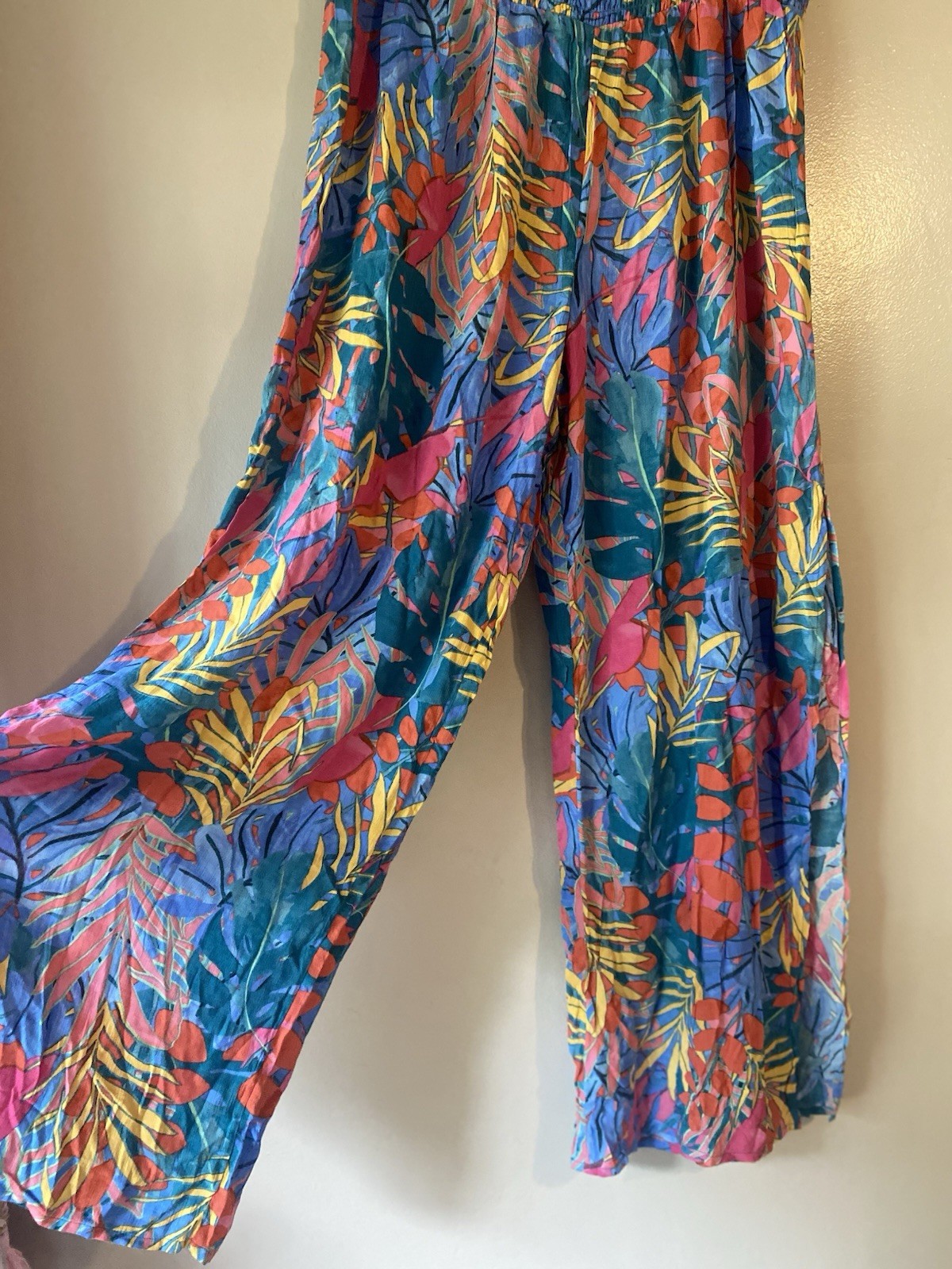 Kona Sol Light Flowy Boho Pants, Cover Up, Beach, Pool, Tropical, Size L