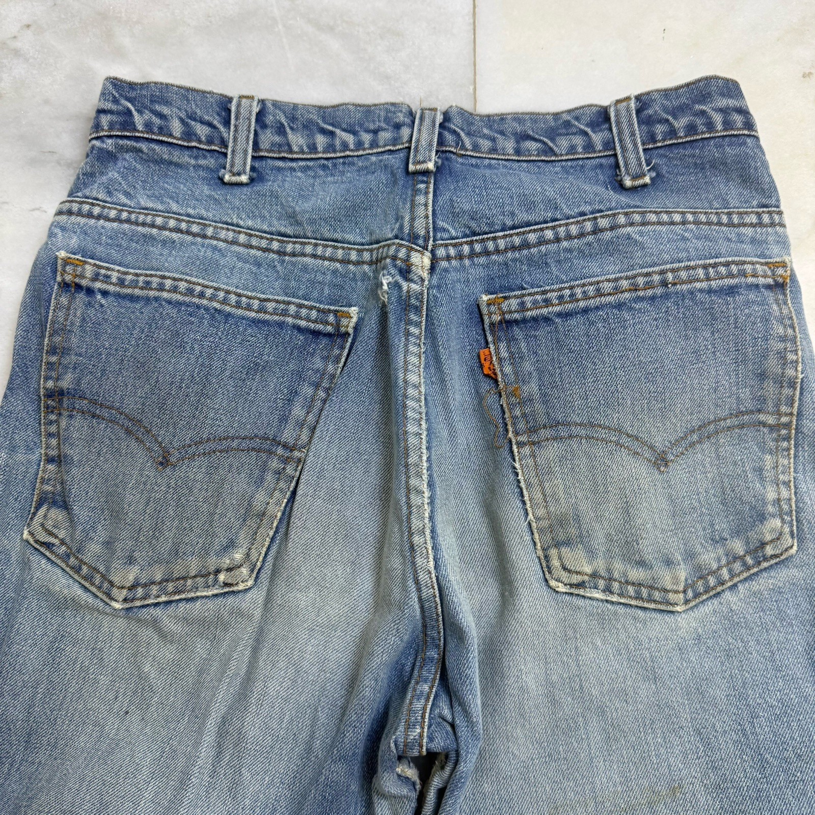 Vintage Levi’s Faded 70s Men’s Blue Denim Flared Jeans Medium Wash USA Made