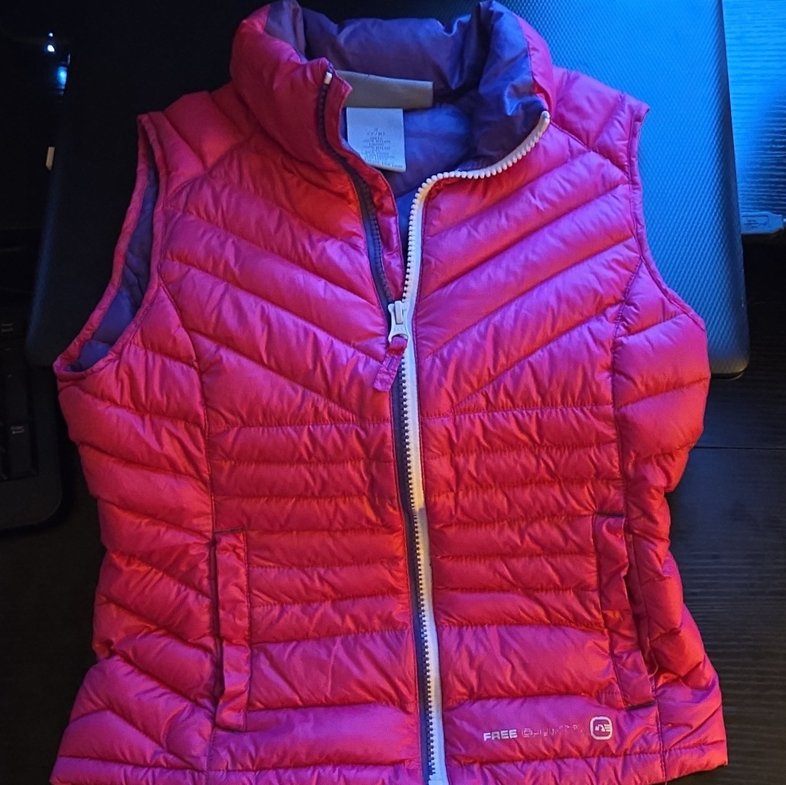 Free Country Girl Women’s Pink Puffer Vest, Full Zip Pockets, Size S 7/8