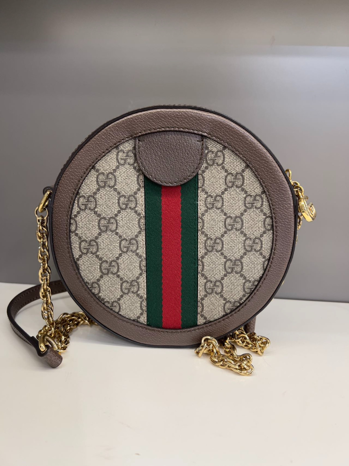 Authentic Gucci Ophidia GG Round Shoulder Bag GG Supreme Canvas Crossbody Bag
