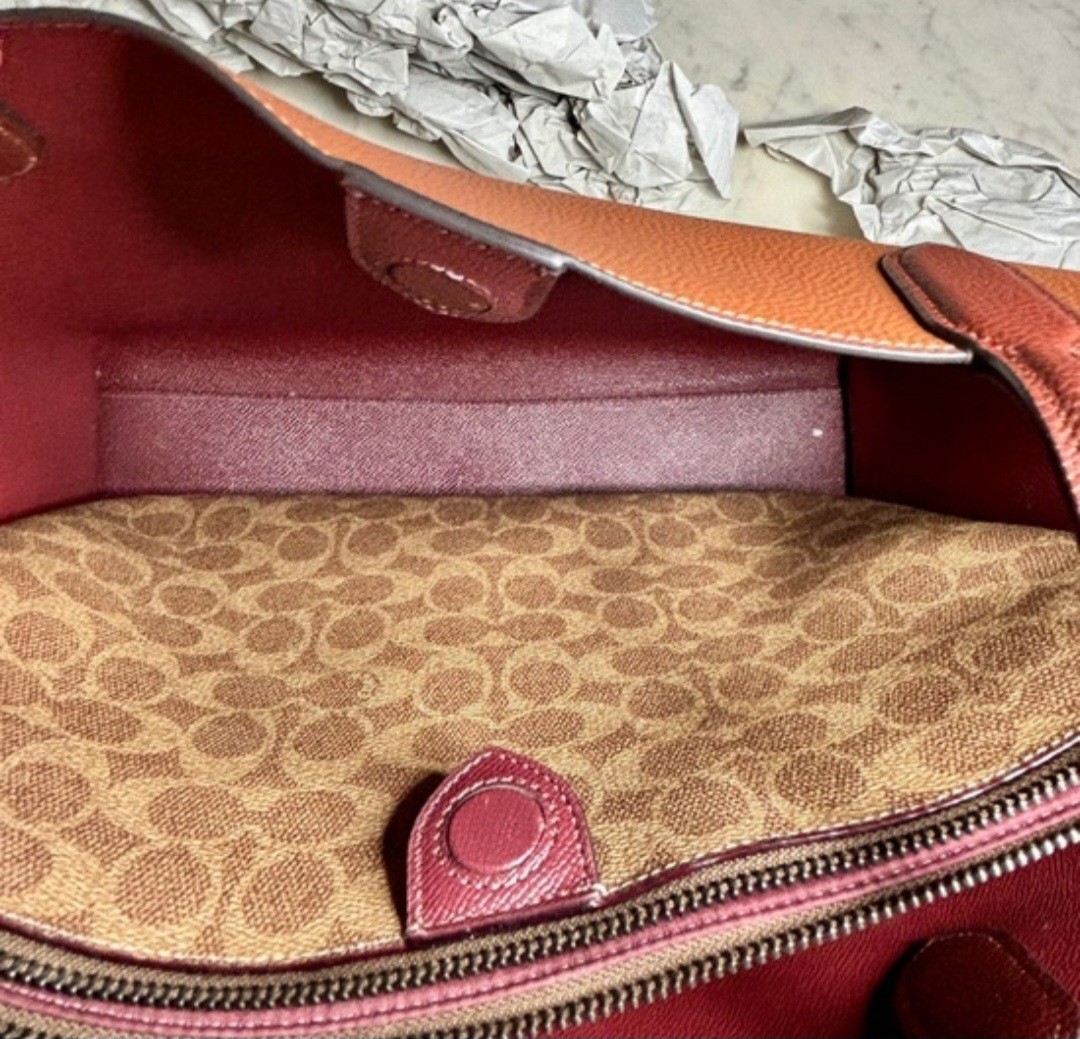 Coach Willow Leather Tote With Upcrafted Tea Rose Appliqués