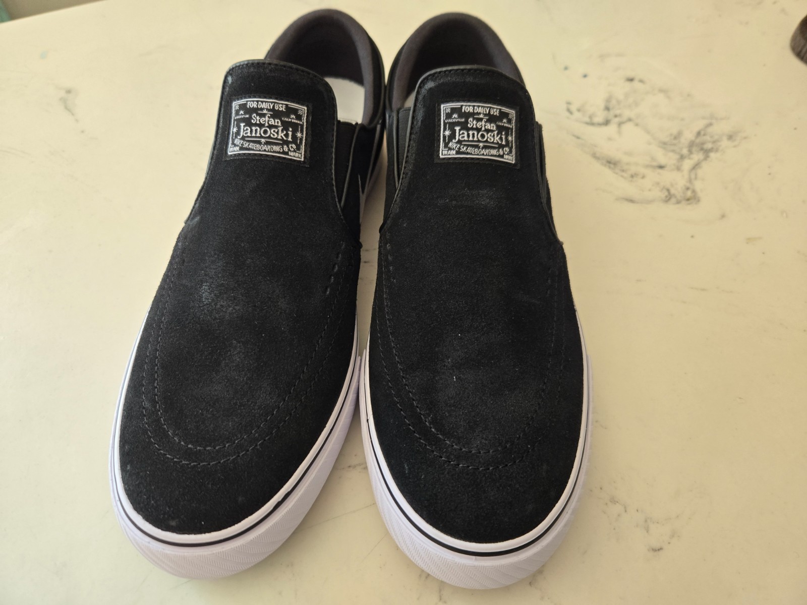 Nike SB Janoski+ Slip Black White Suede Sneaker FN5893-001 Mens Size 12