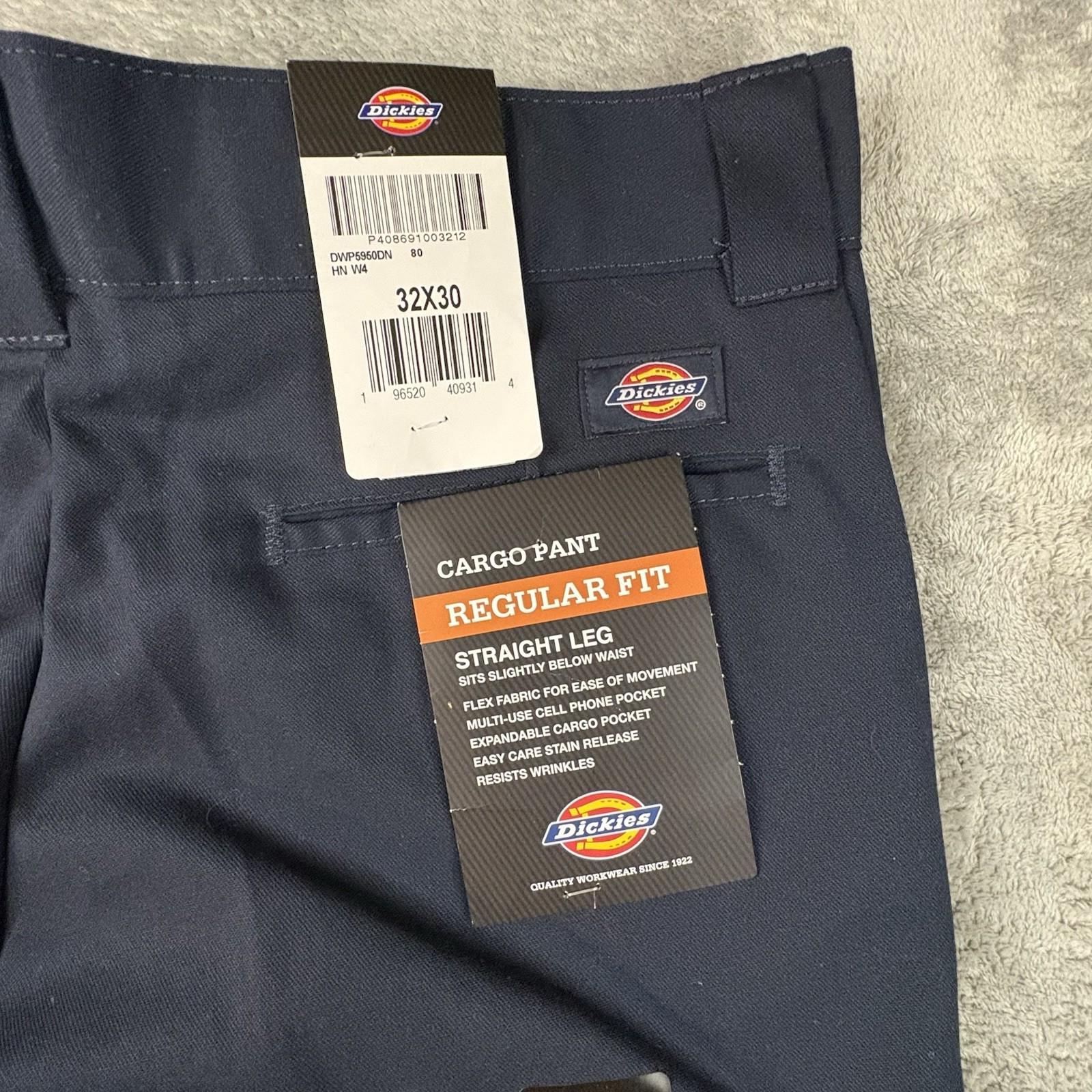 Dickies Men’s 33.5×29.75 Navy NWT Flex Regular Fit Straight Leg Cargo Work Pants