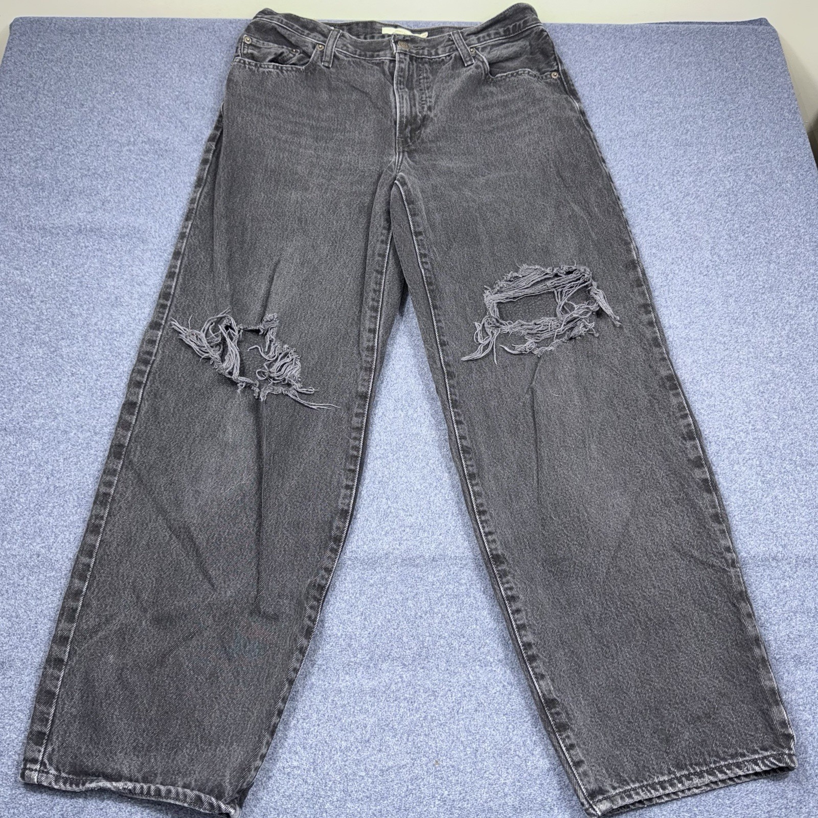Levi’s Premium Baggy Dad Wide Leg Jeans Womens 29 Black Distressed 29×30