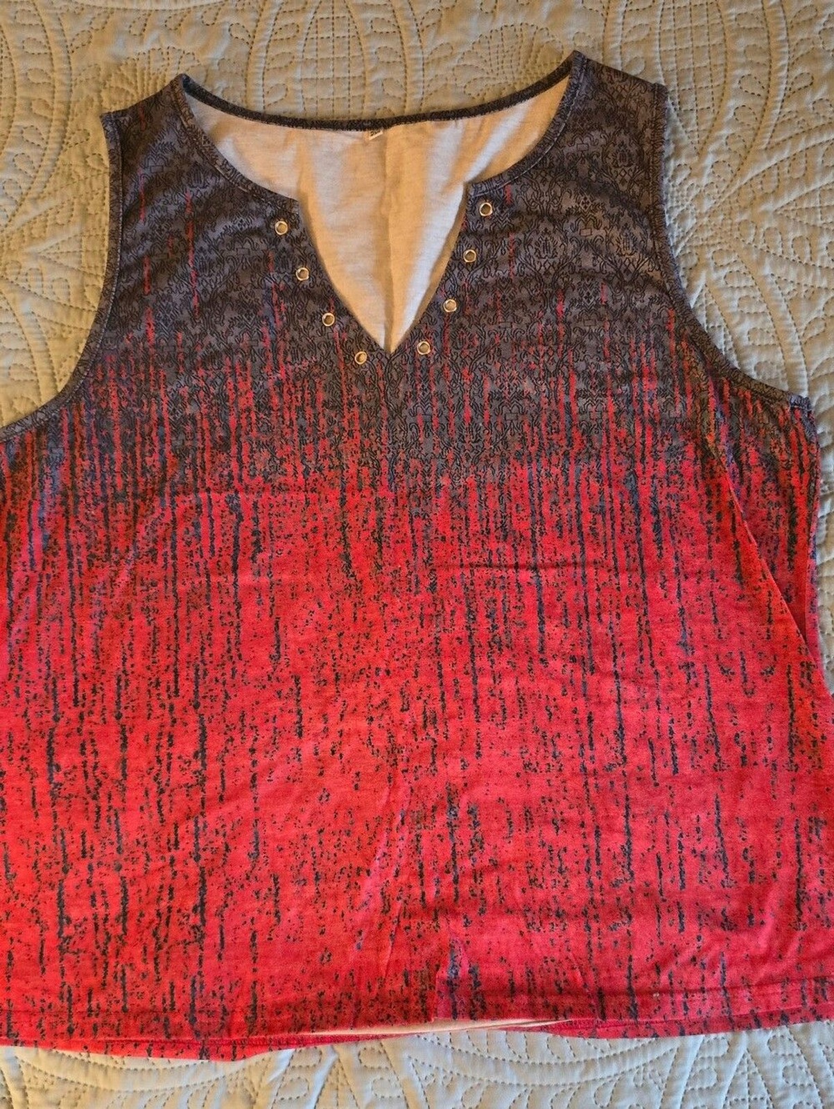 Colorblock V-Neck Women’s Top in Black and Coral Black Tank Top