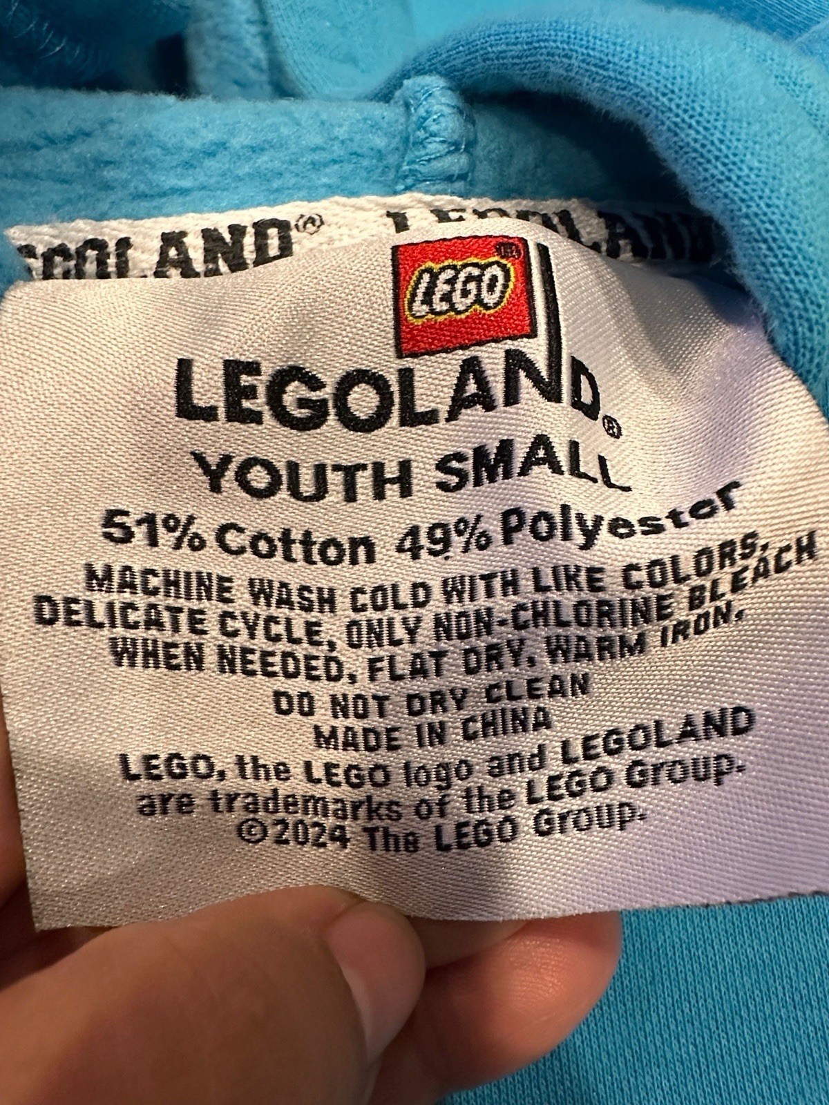 LEGOLAND Youth Small Blue Fleece Pullover Hoodie Logo Patch Pocket