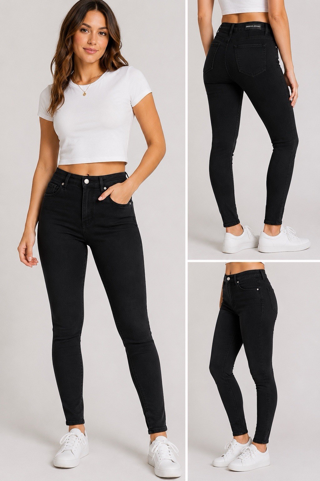 Express Women’s Mid Rise Black Skinny Jeans, Slim Fit Stretch 5-Pocket