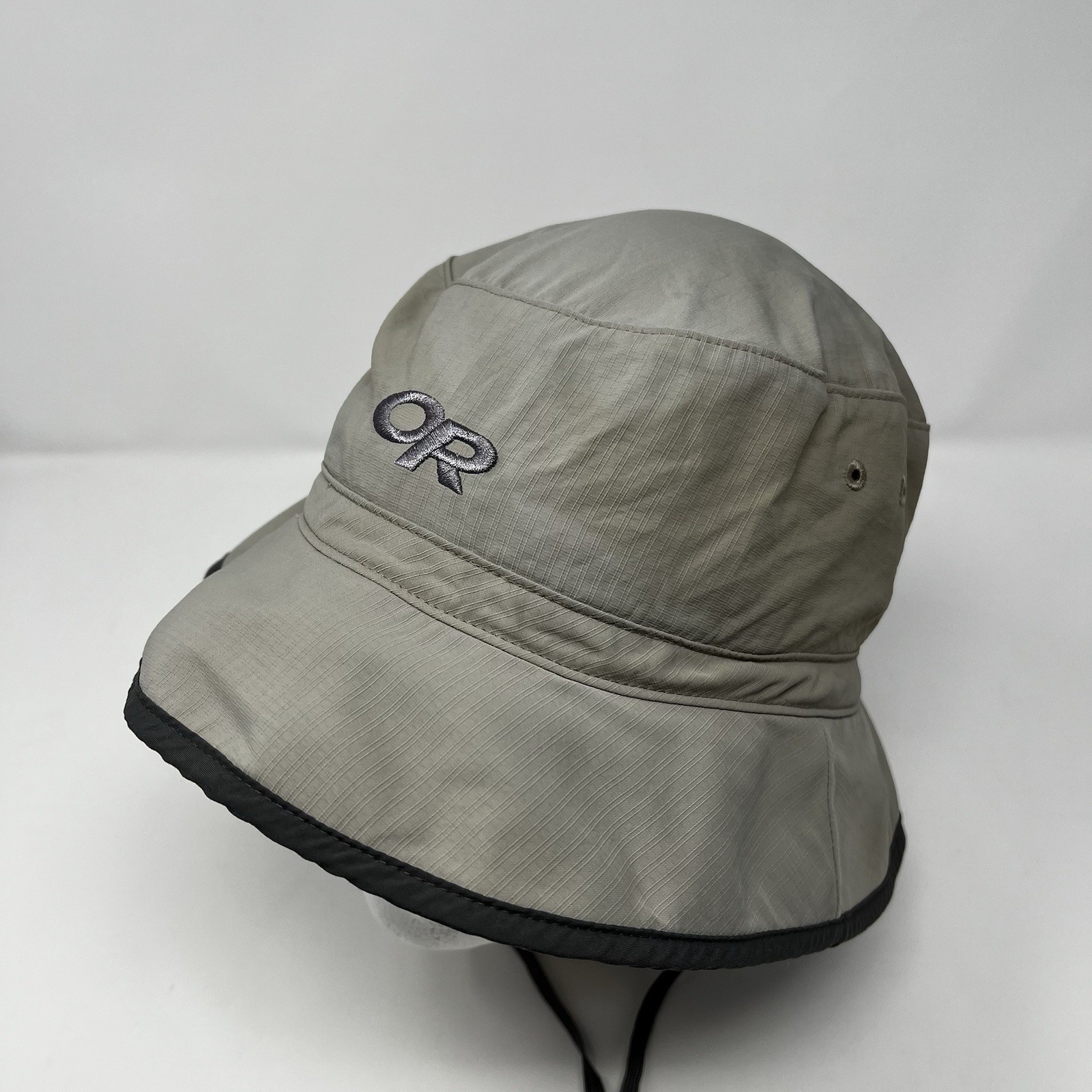 Outdoor Research Unisex Bucket Hats Large Beige Ripstop Drawstring Hiking Logo