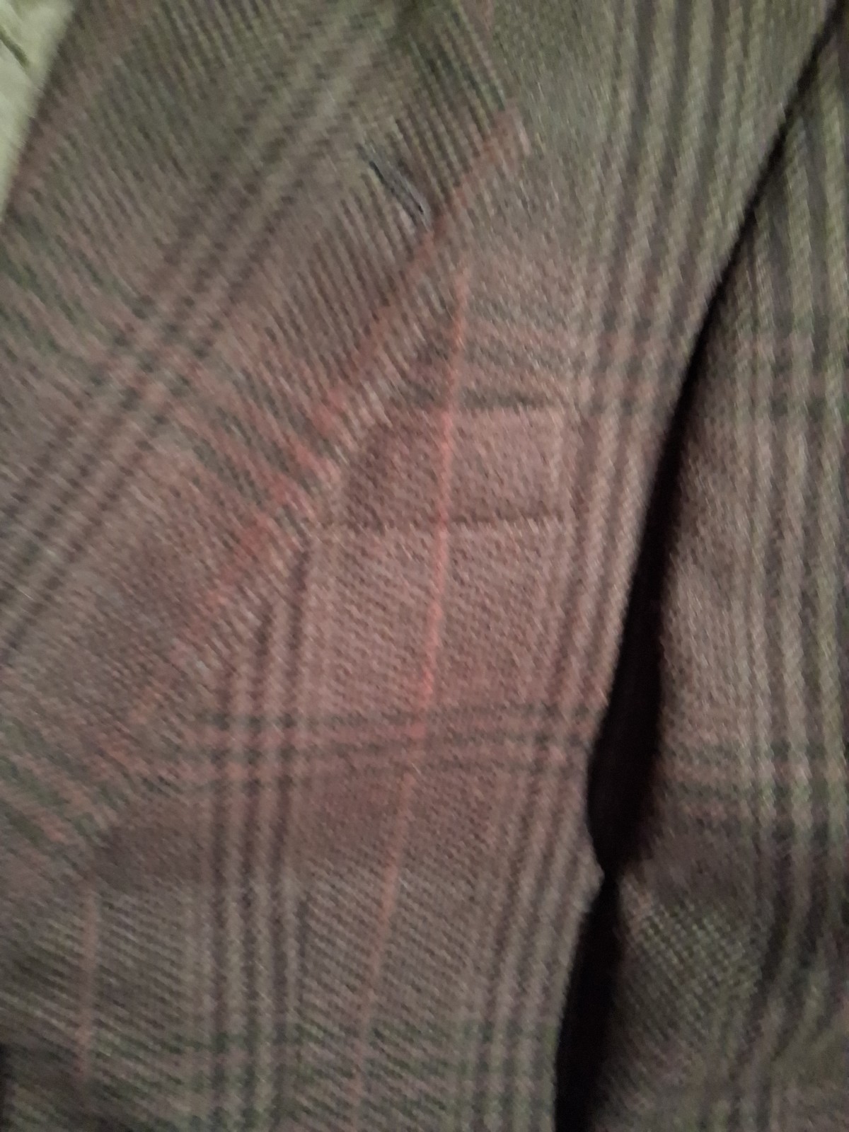 Men’s Vintage Cellini 100% Wool Blazer Olive, Red, and Dark Brown Plaid 42R