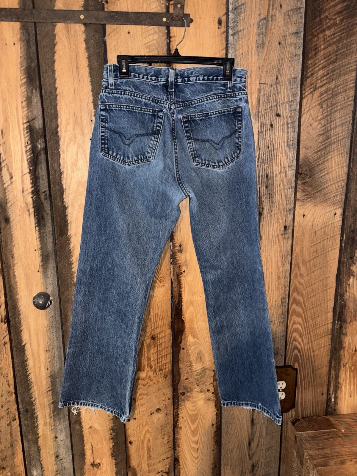 VTG Harley Davidson Blue Denim Straight Fit Jeans Medium Wash Distressed 32/32