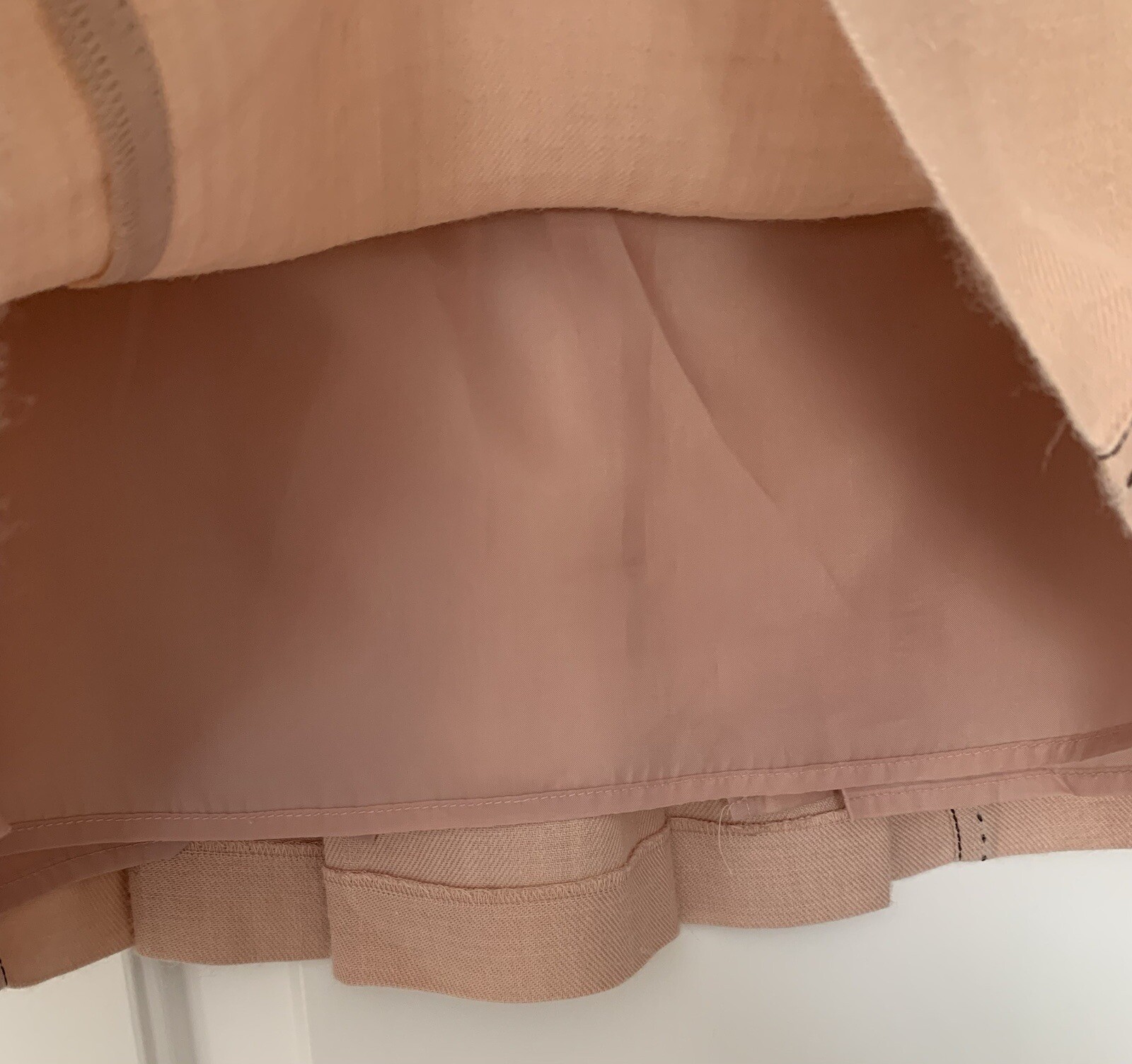 Next Tailoring 100% Ramie Skirt Size 14 Lined Pale Pink Pleated Smart Stylish