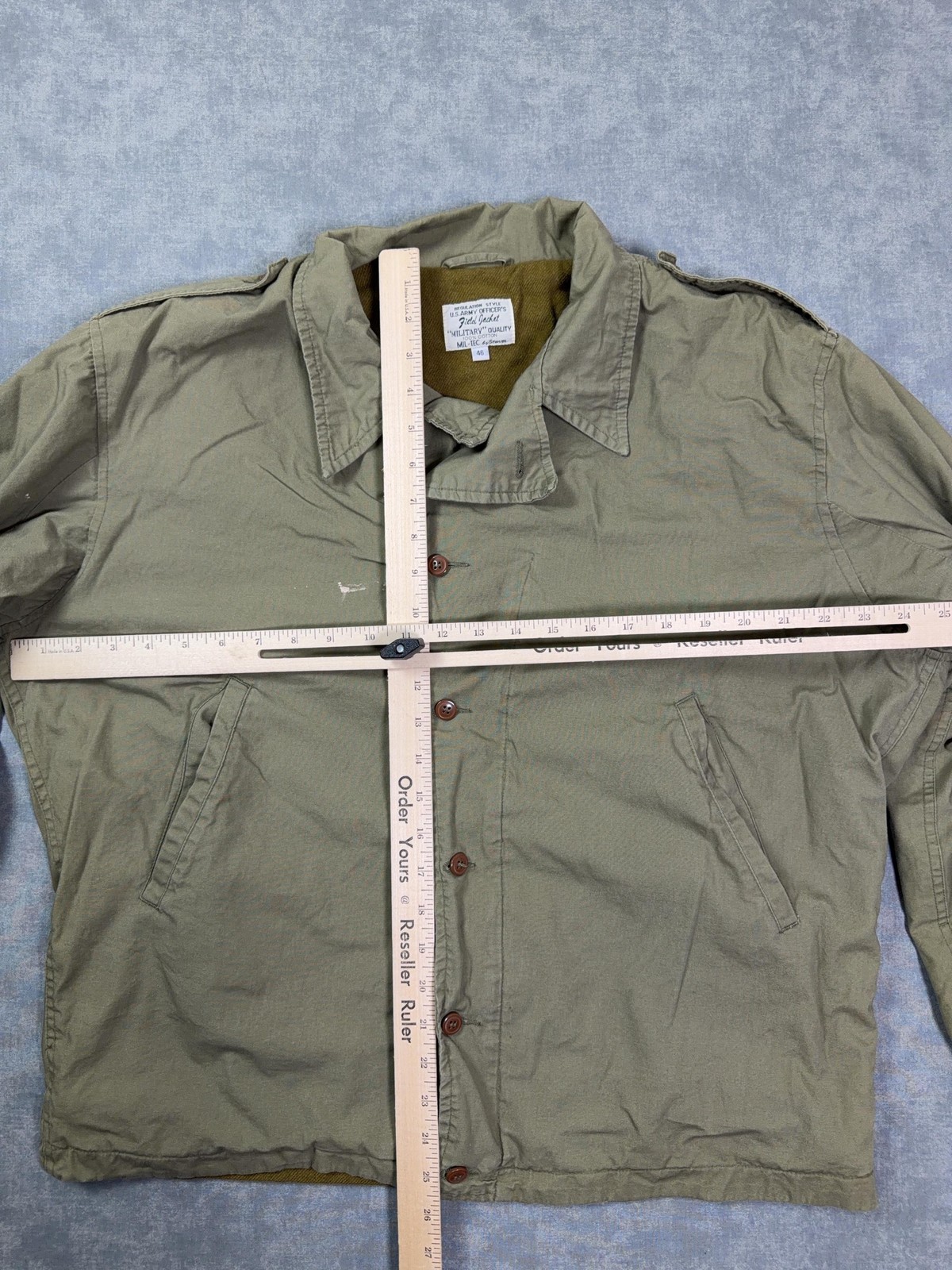 Mil-Tec Jacket Mens 46 Green Field Military Cotton Canvas Lined Button Pockets