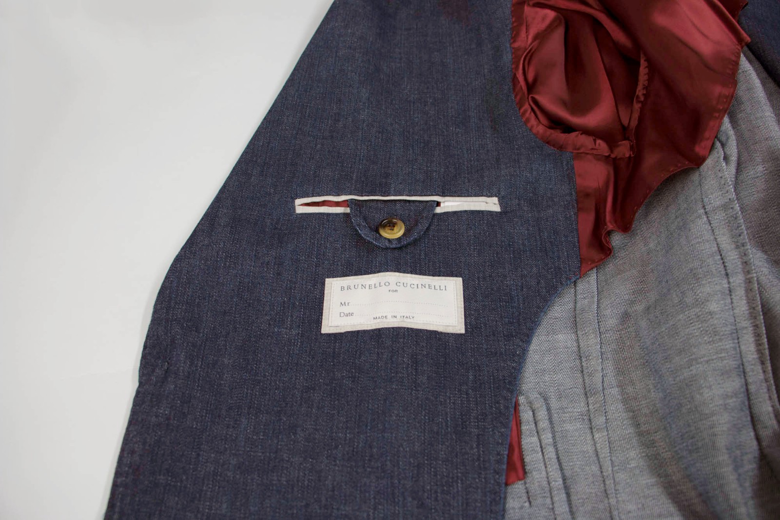 NWT $4500 Brunello Cucinelli Men’s Denim Sport Coat W/Logo Engraved Buttons A262