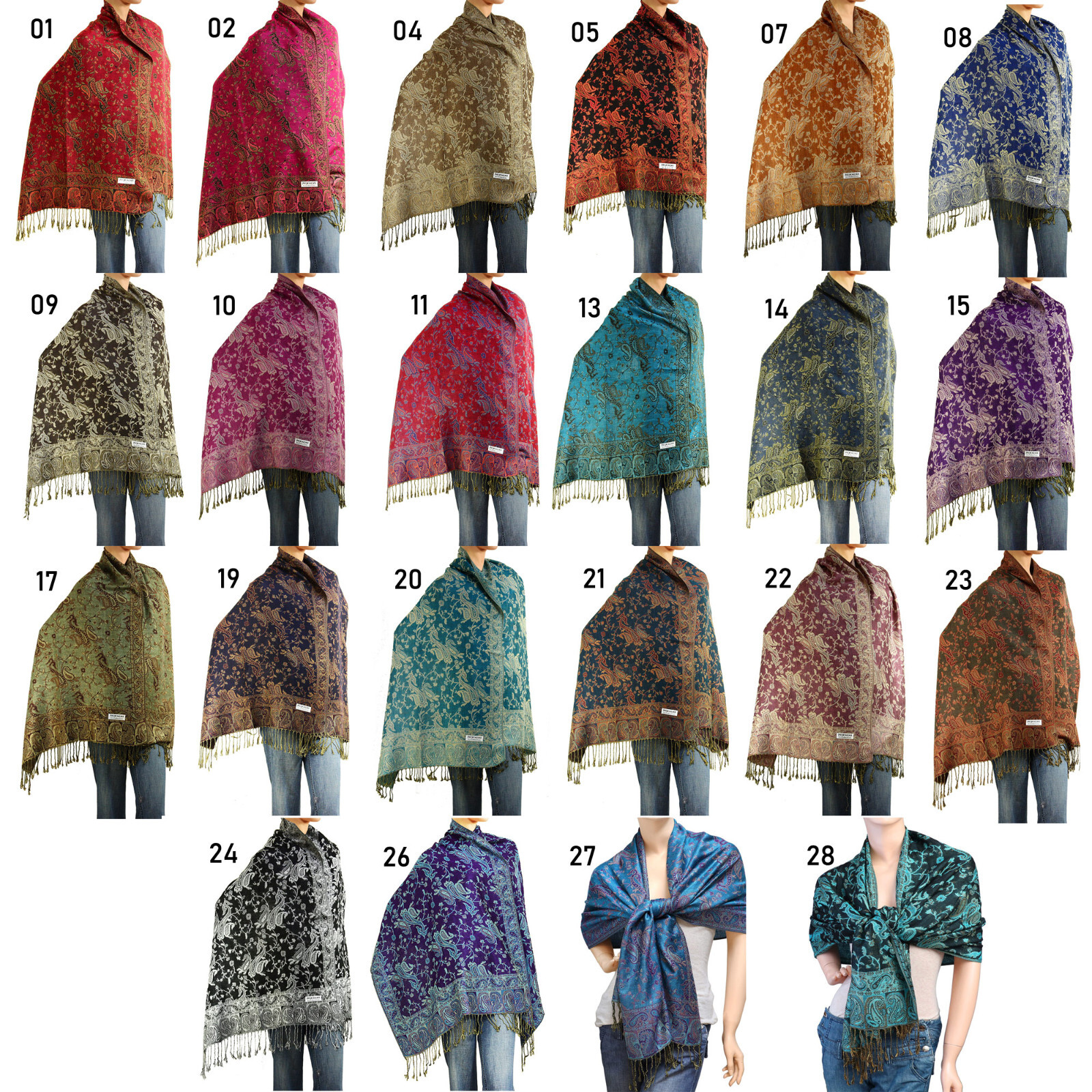 Falari Large Reversible Paisley Pattern Pashmina Scarf Shawl Wrap for all season