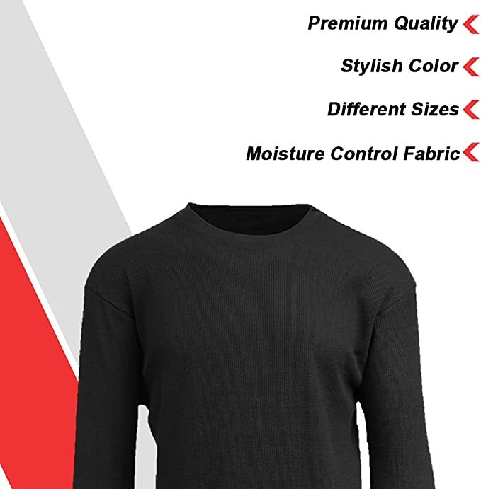 Men’s Crew Neck Waffle-Knit Long Sleeve Thermal Shirts (S-5XL) NWT Free Shipping