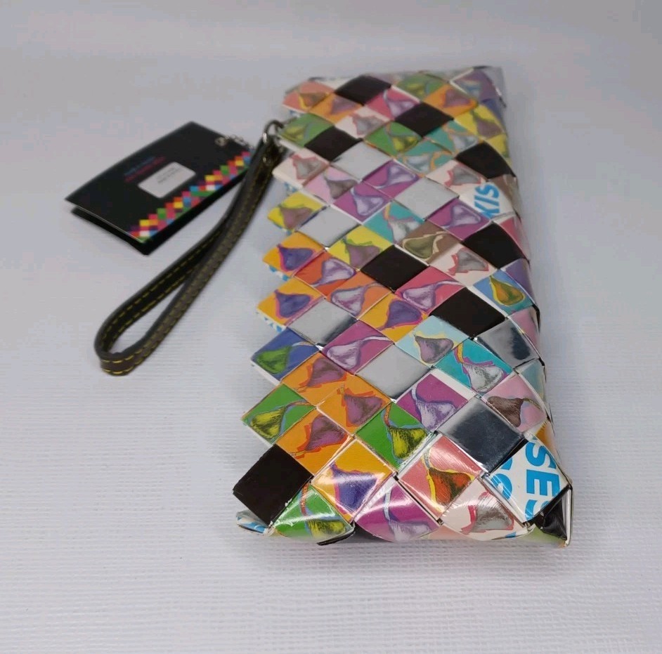 Nahui Ollin Candy Wrapper Clutch Purse With Handle Kisses