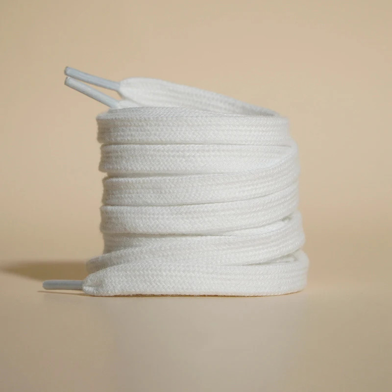 0.8 Cm Wide Unisex Solid-Color Shoelaces Flat High-Quality Cotton Shoelace Suita