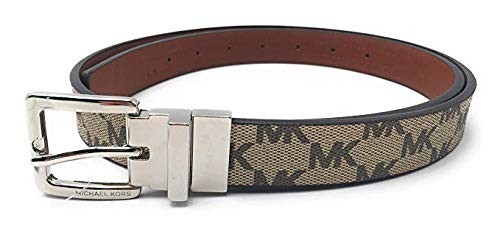 Michael Kors Women’s Reversible MK Logo Belt Brown/Vanilla Size Large