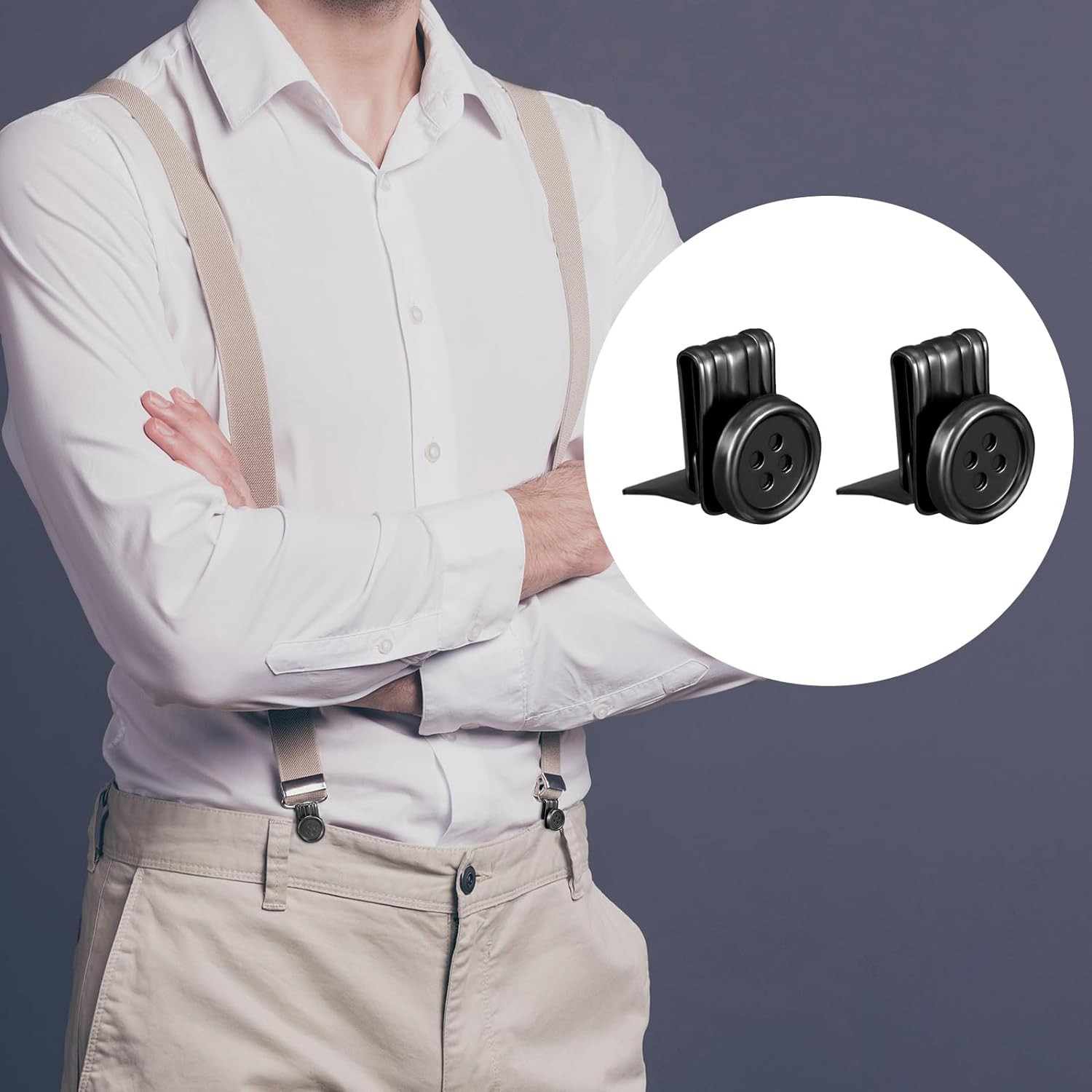 10 Pcs Metal Suspenders Buttons Movable No Sew Button End Brace Clips for Jeans