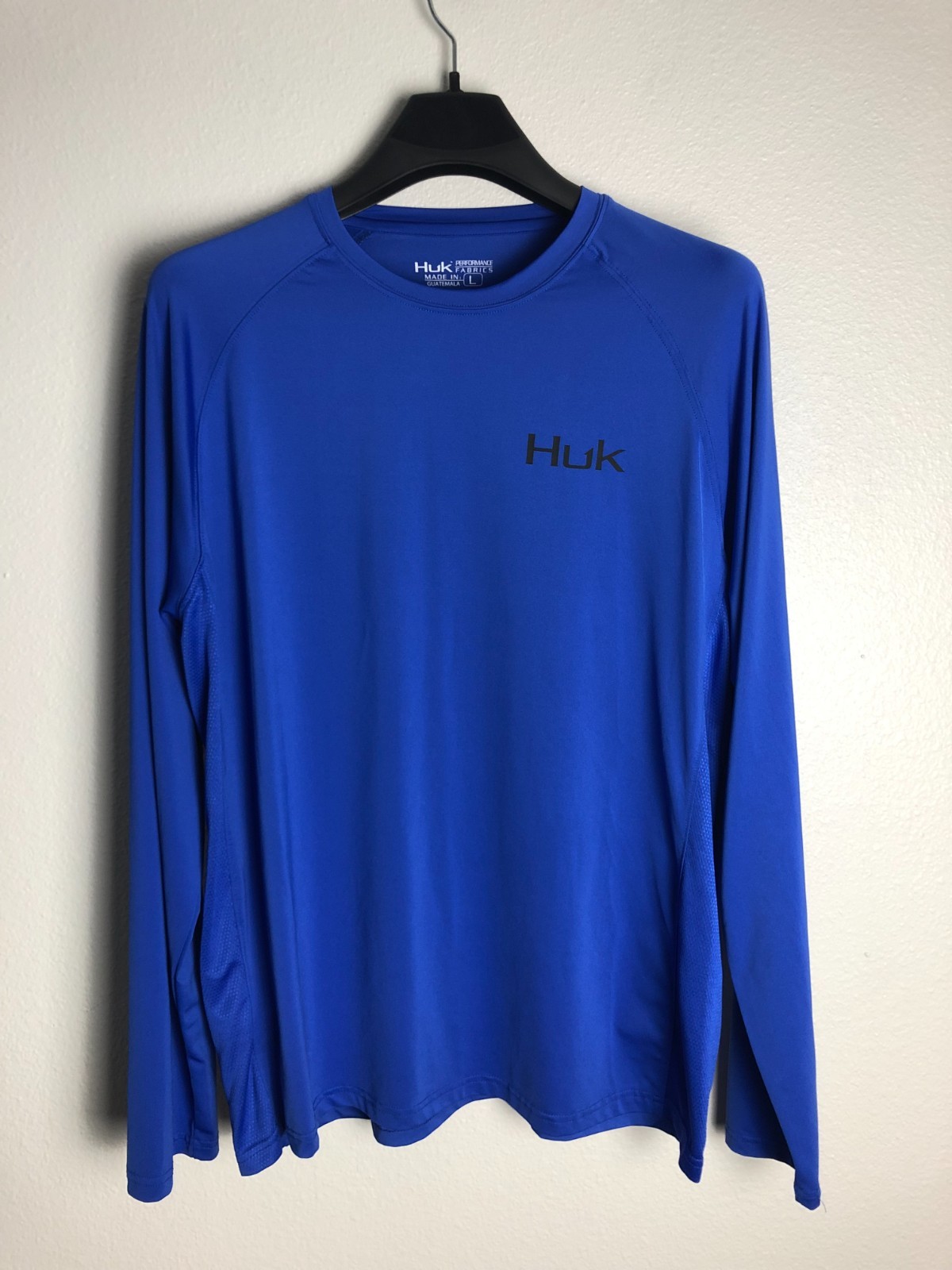 Huk Performance Fishing Shirt Mens Large Blue Long Sleeve UPF Sun Protection