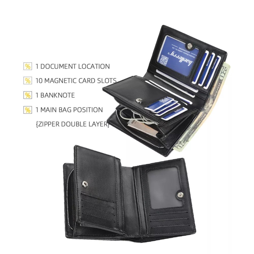 Mens RFID Waterproof Wallet Blocking Leather Credit Card ID Holder Zipper Purse