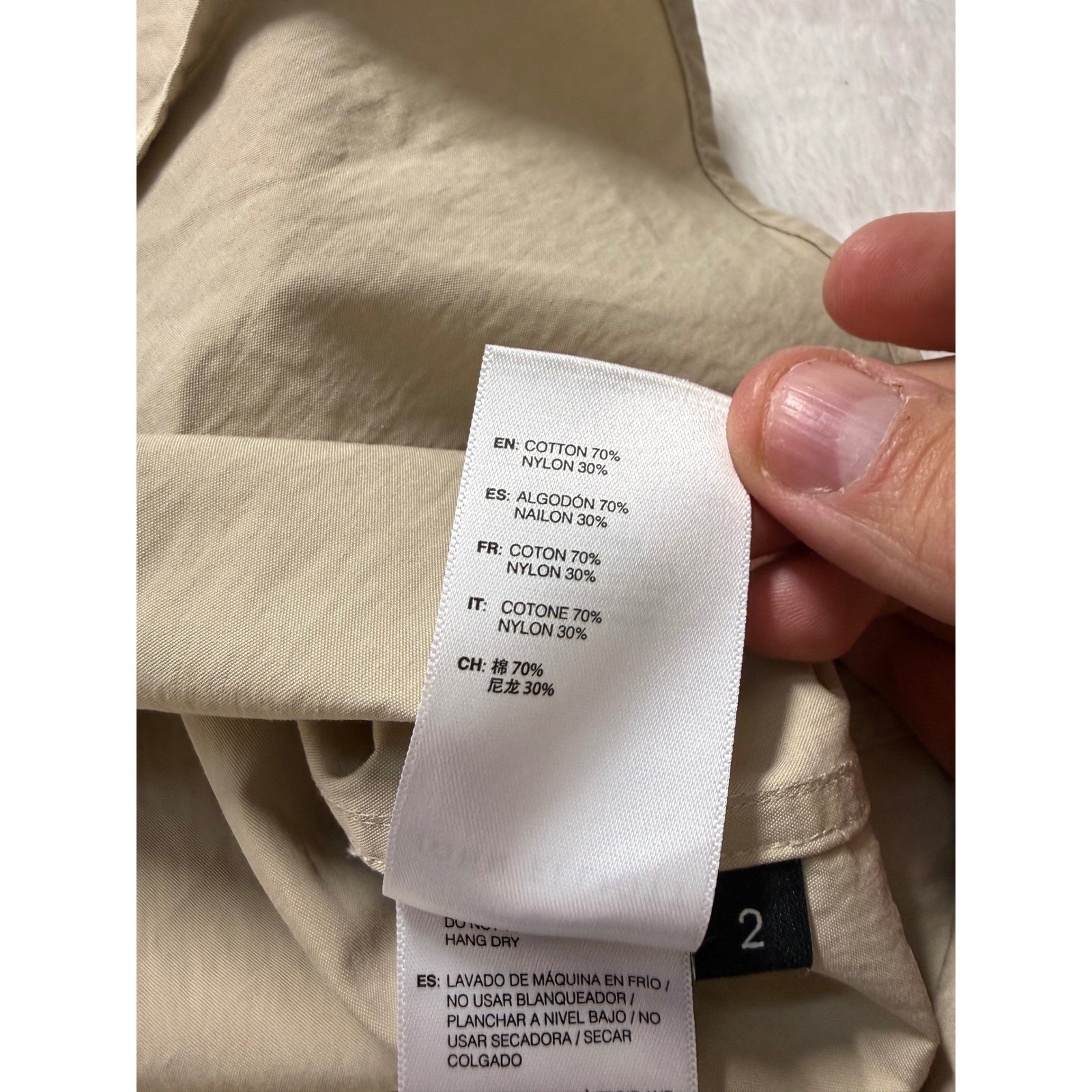 John Elliott Beige Cotton Nylon Camp Short Sleeve Button Up Shirt Size 2 Medium