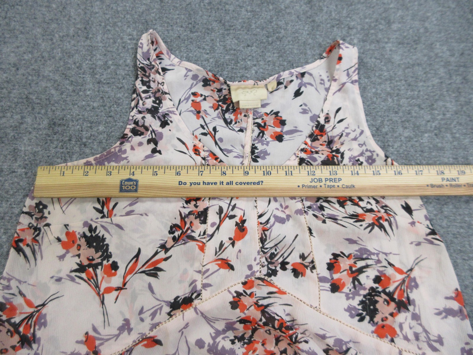 Vanessa Virginia Top Womens Medium Floral Polka Dot Handkerchief Hem Sleeveless