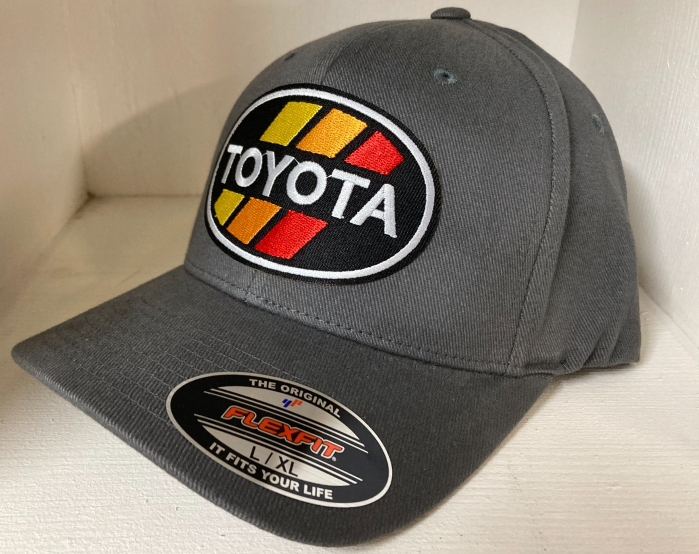 TOYOTA 3-Stripe Retro FLEXFIT Hat Cap Classic EMBROIDERED Patch S/M L/XL